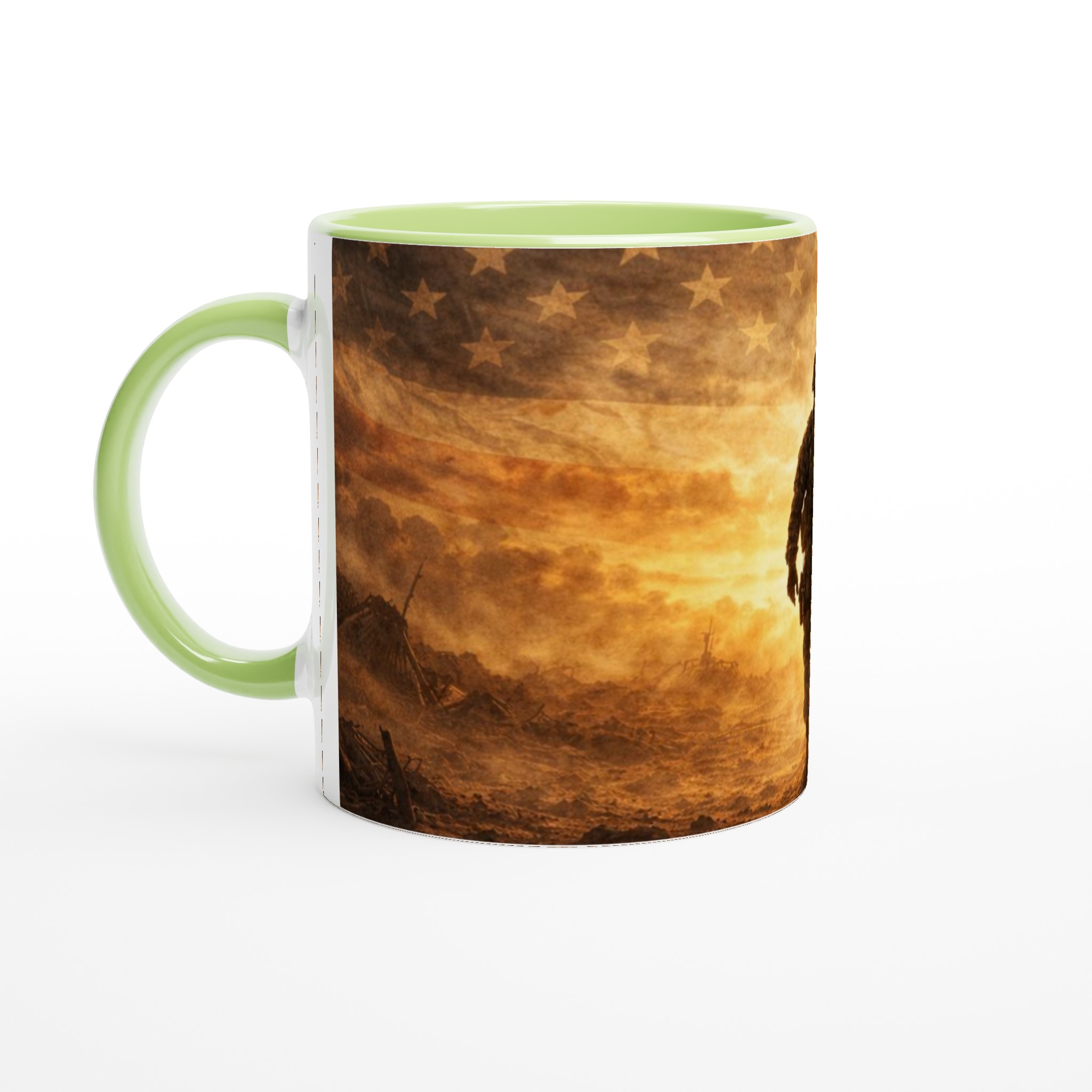 Vit 11oz keramisk mugg med patriotiskt amerikanskt soldatmotiv i flera färgalternativ 7 397dd555-0b68-455f-8278-9281c23cd58f