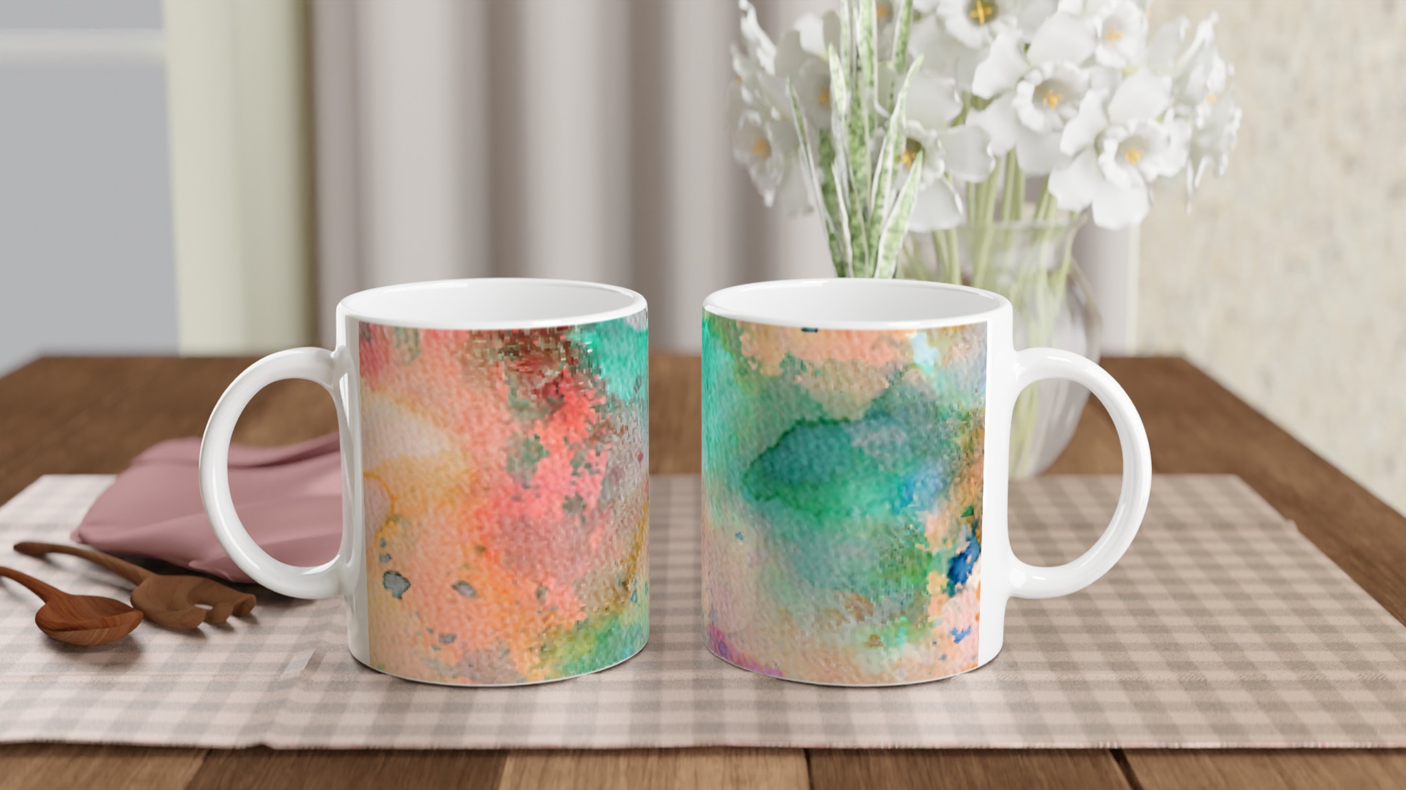 Abstrakt Akvarell Mugg – Färgglad 11oz Keramikmugg i ditt val av 7 nyanser 10 397ed75f-6c02-4b3e-a7e5-ebf21223f6d9
