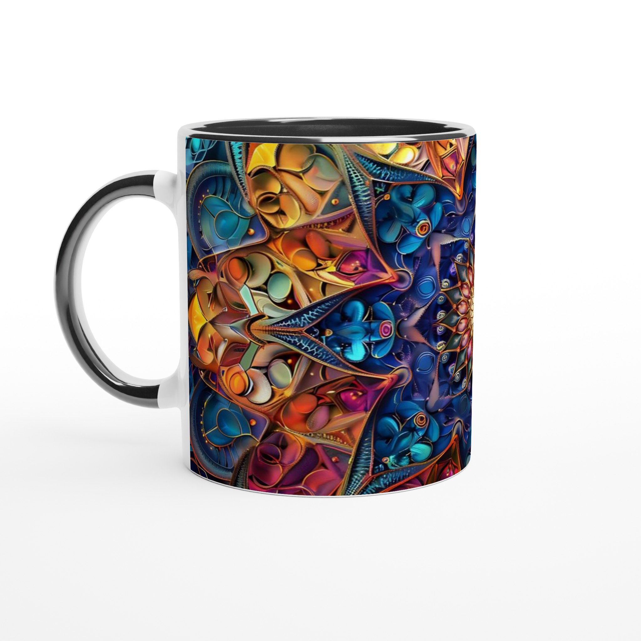 Kosmisk Mandala Keramikmugg - 11oz, Levande Mönster i Blått och Guld för En Färgstark Start på Dagen 4 39b2a1ad-f7cc-4453-b480-e2655d26fae6