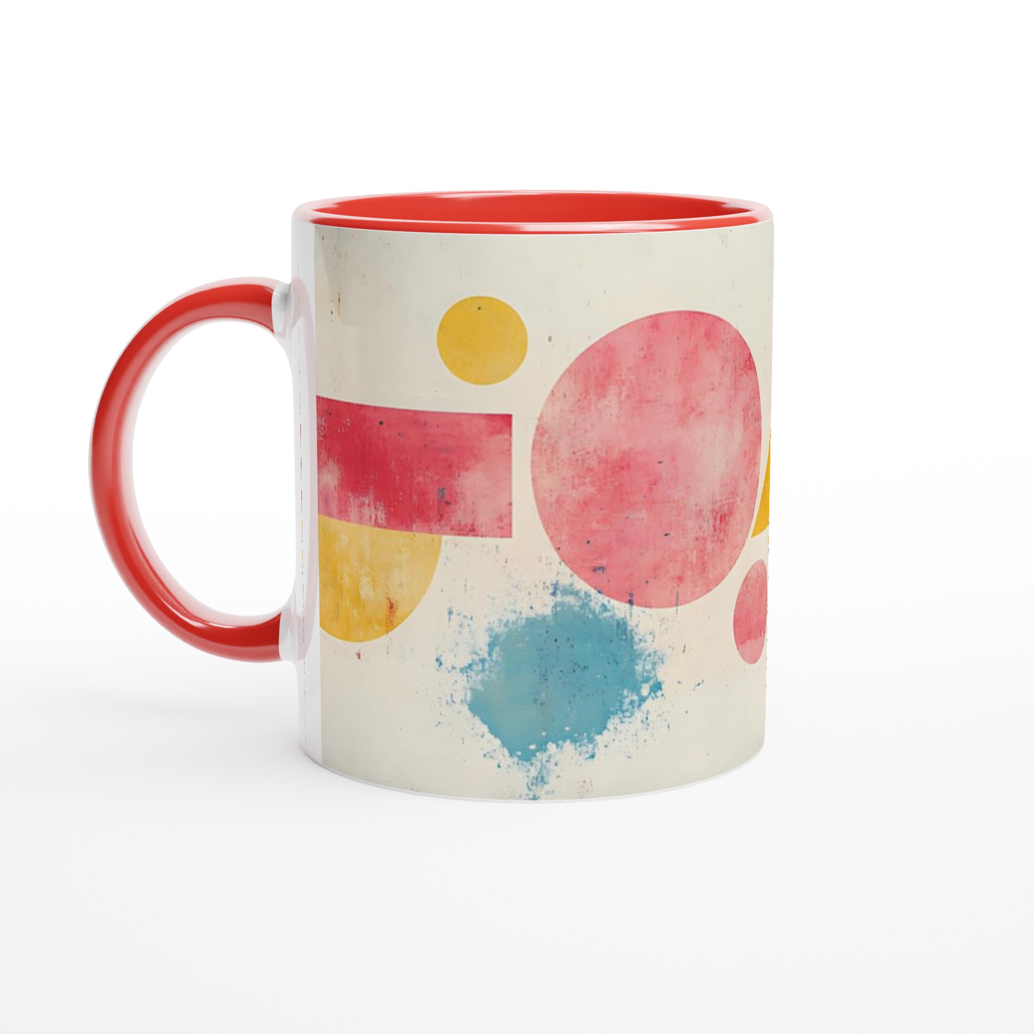 Abstrakt Geometri 11oz Keramikmugg – Konstnärlig Färgexplosion i Rosa, Blått och Gult 5 39c51b9f-7164-4906-9918-890906a7e542