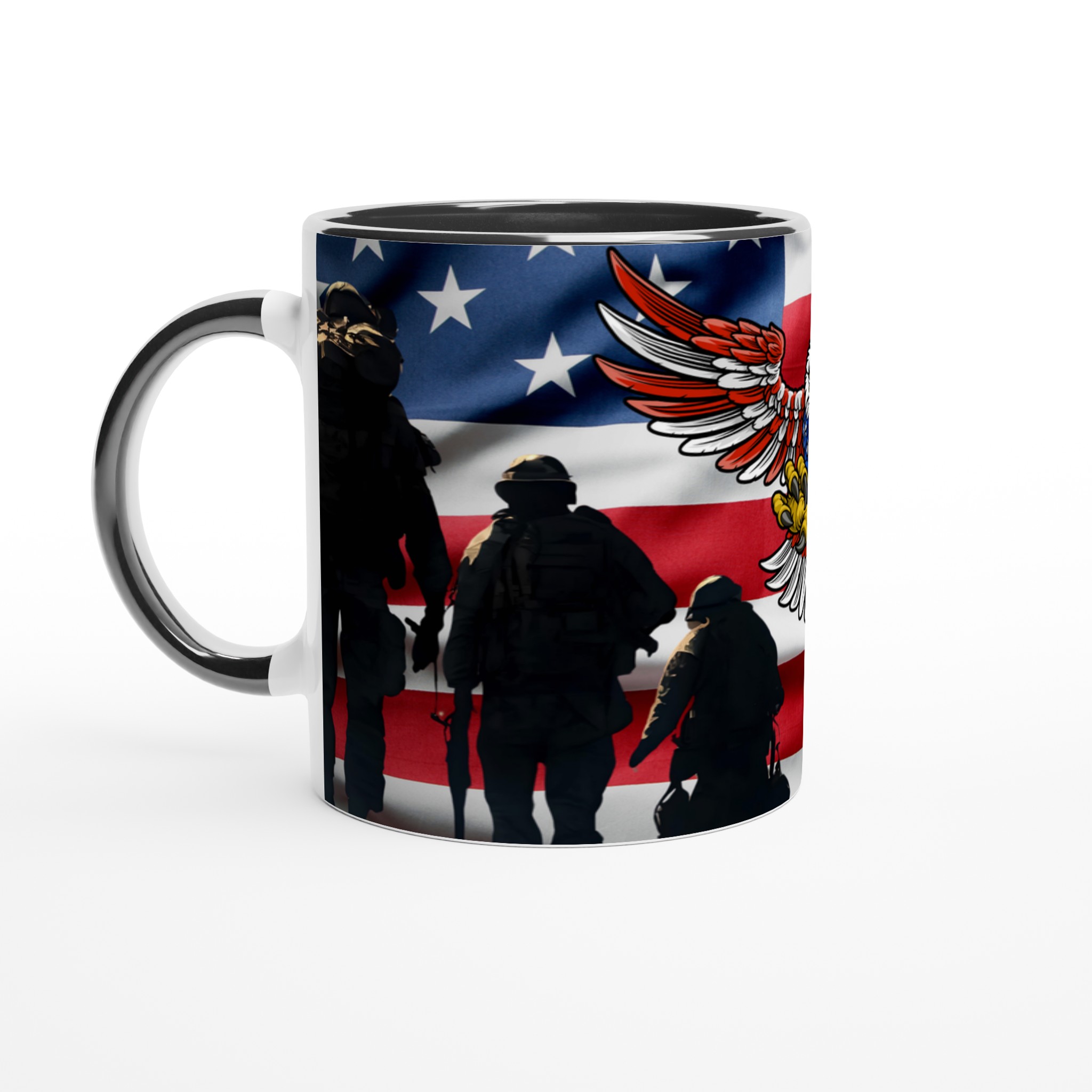 Vit 11oz keramisk mugg med patriotisk örnmotiv – välj bland sju klassiska keramfärger 4 39ecc555-8551-4151-b7b2-87eab9760a9e