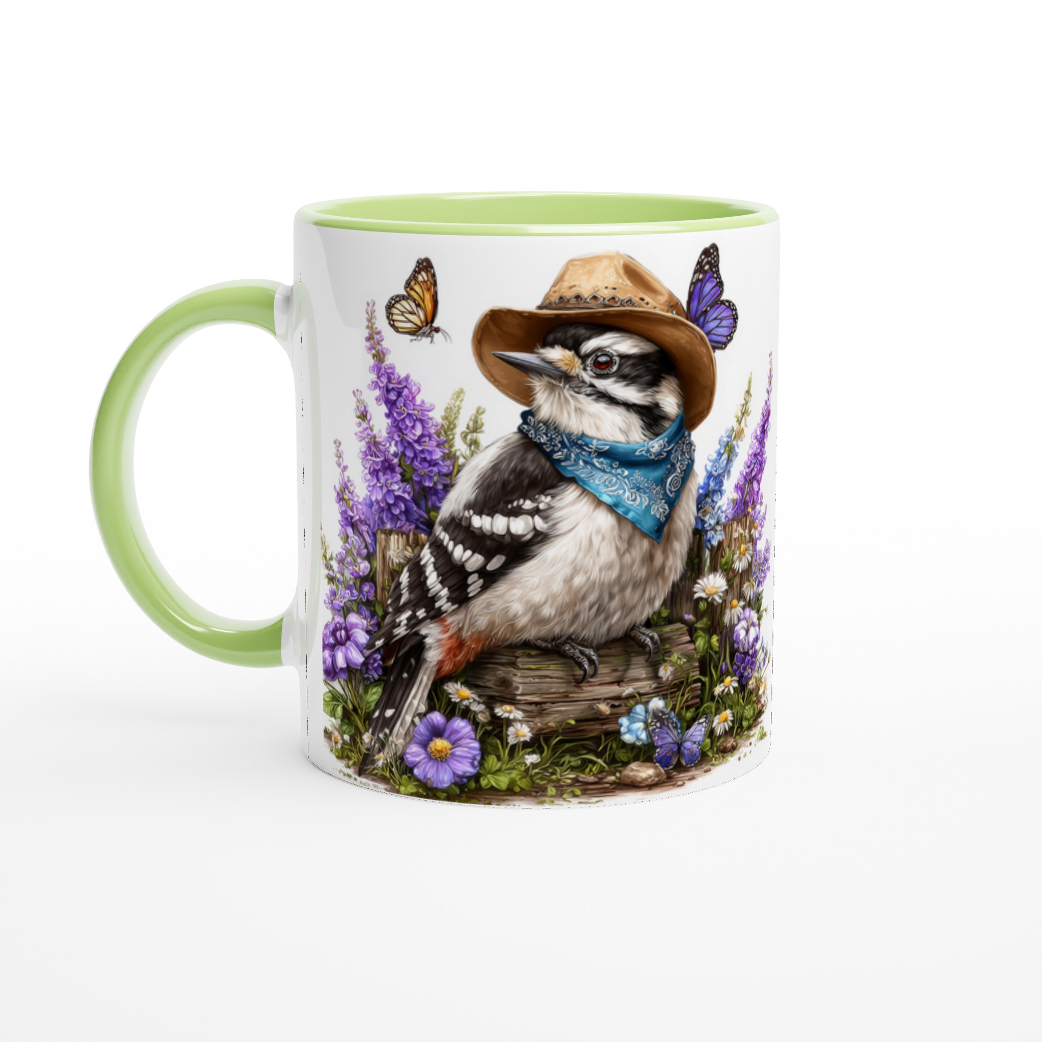 Charmig Vit 11oz Keramikmugg med Färgstark Fågel och Sommarblommor – Välj Din Färg! 7 3a1c8fd2-e6d0-4597-8c9f-212d0051d9ac