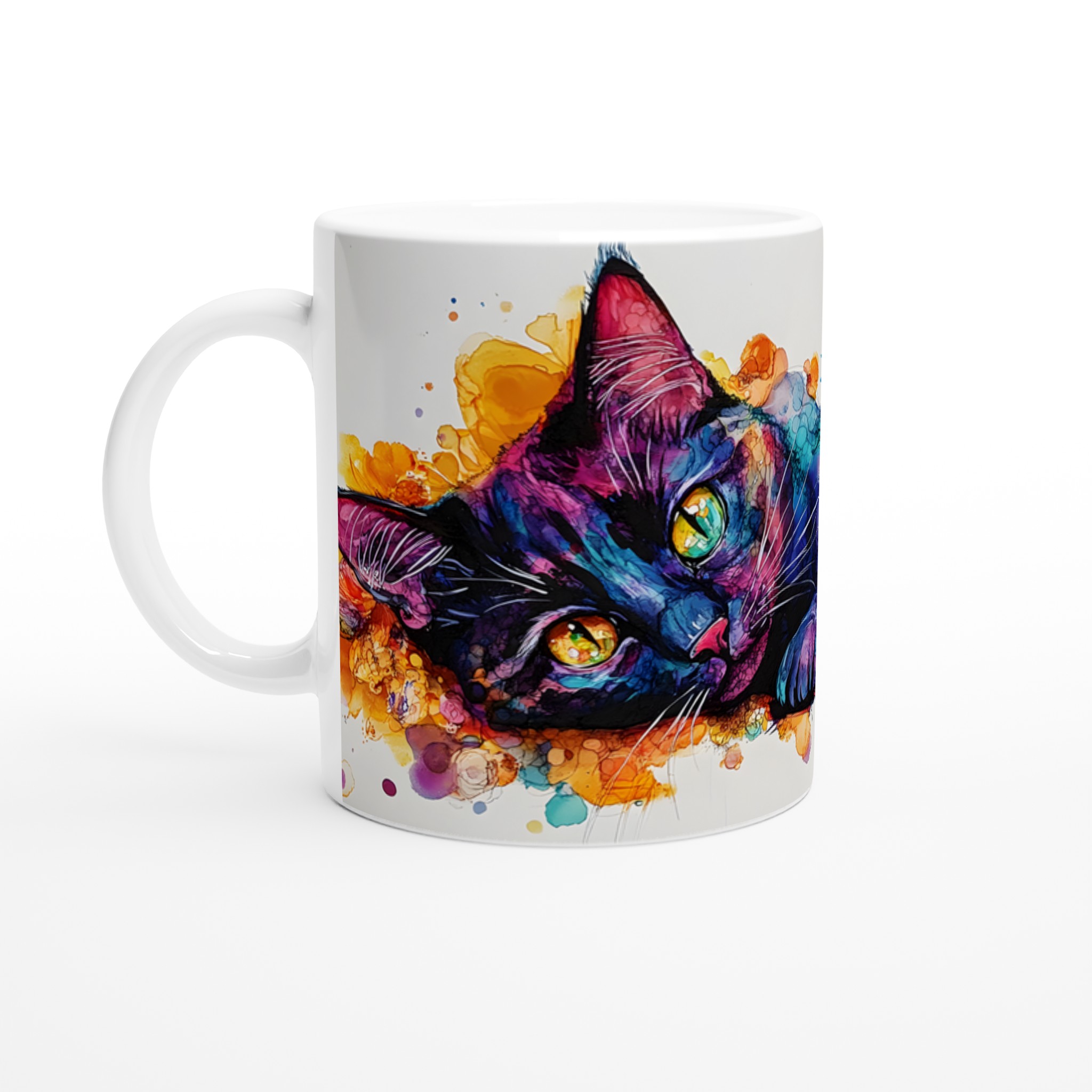 Konstfull Katt Keramikmugg – Färgglad Akvarelldesign i Ditt Val av Färg 1 3a1dccef-defd-49c0-a352-b5ba6f9f2299