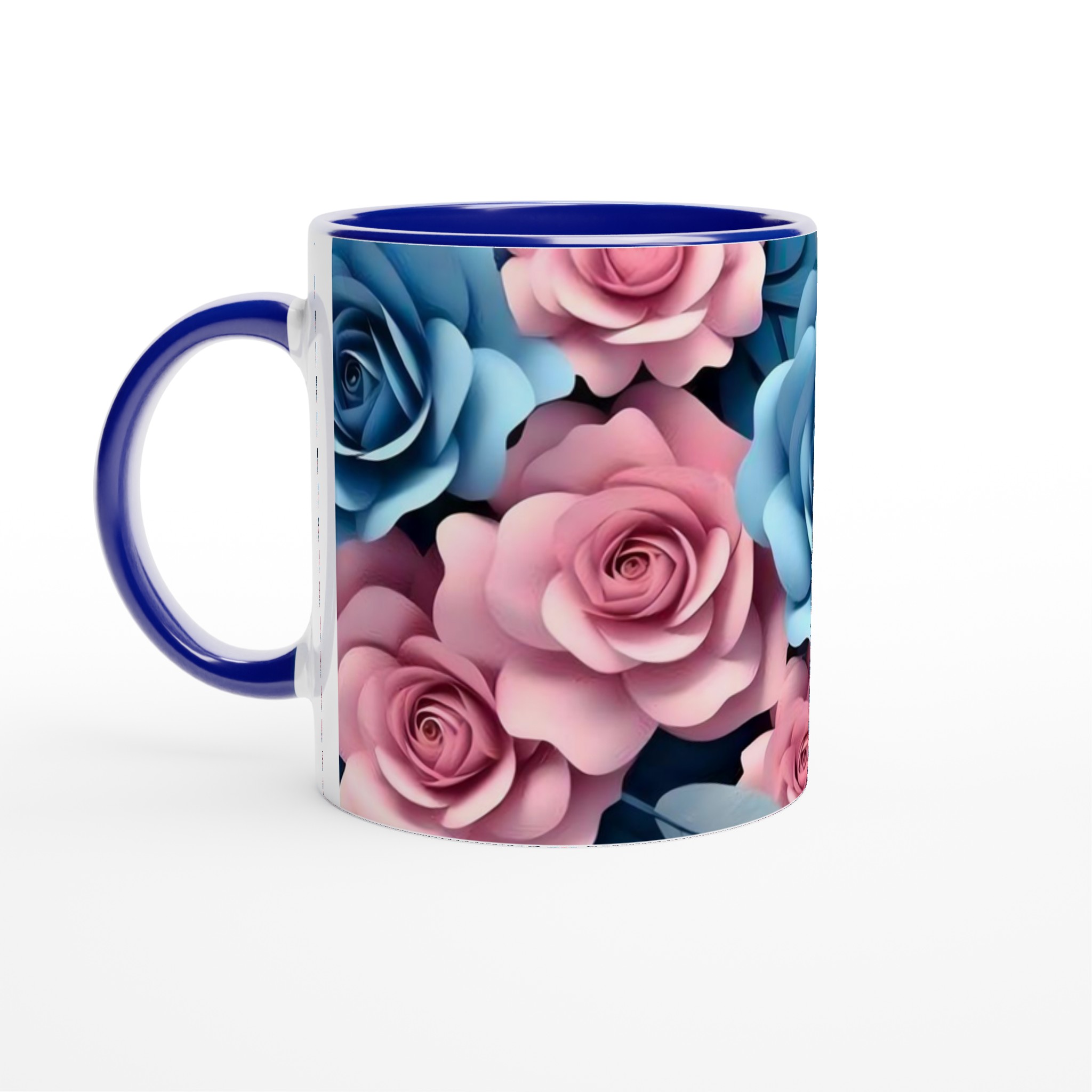 Elegant 11oz Keramisk Mugg med Blå och Rosa Rosor – Välj Din Favoritfärg 2 3a2fc56f-8797-4288-95ec-96c698488c4a