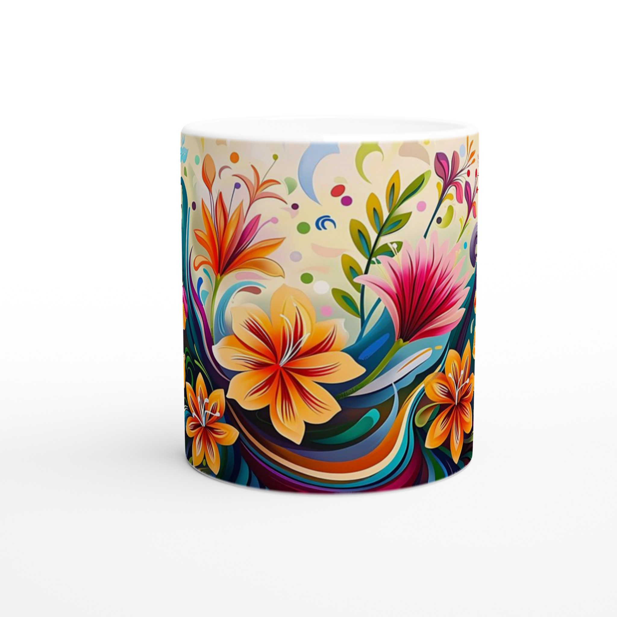 Konstfull Blomster Dans – 11oz Keramikmugg i Valfri Färg – Perfekt för Konstälskare 8 3a649996-a127-4b5b-afed-91ef56f8da34
