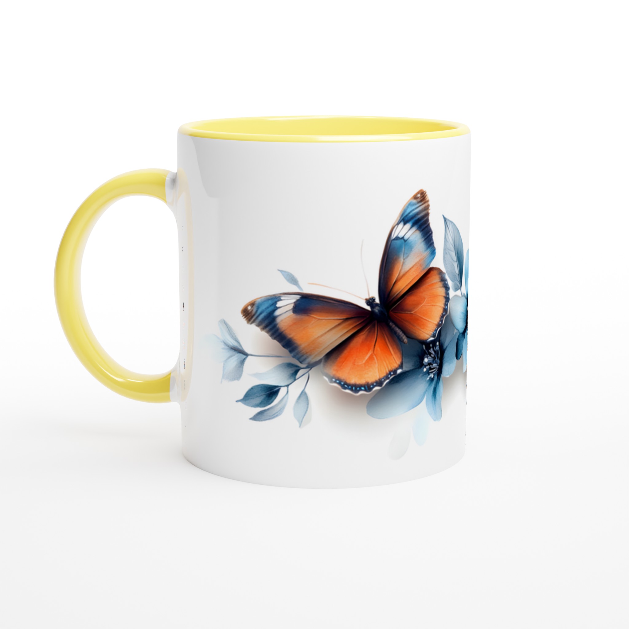 Fjäril & Blå Blomster Keramikmugg – 11oz Vit Kopp för Naturälskare 3 3a767226-e3a4-4928-8f14-c7e6914e8684