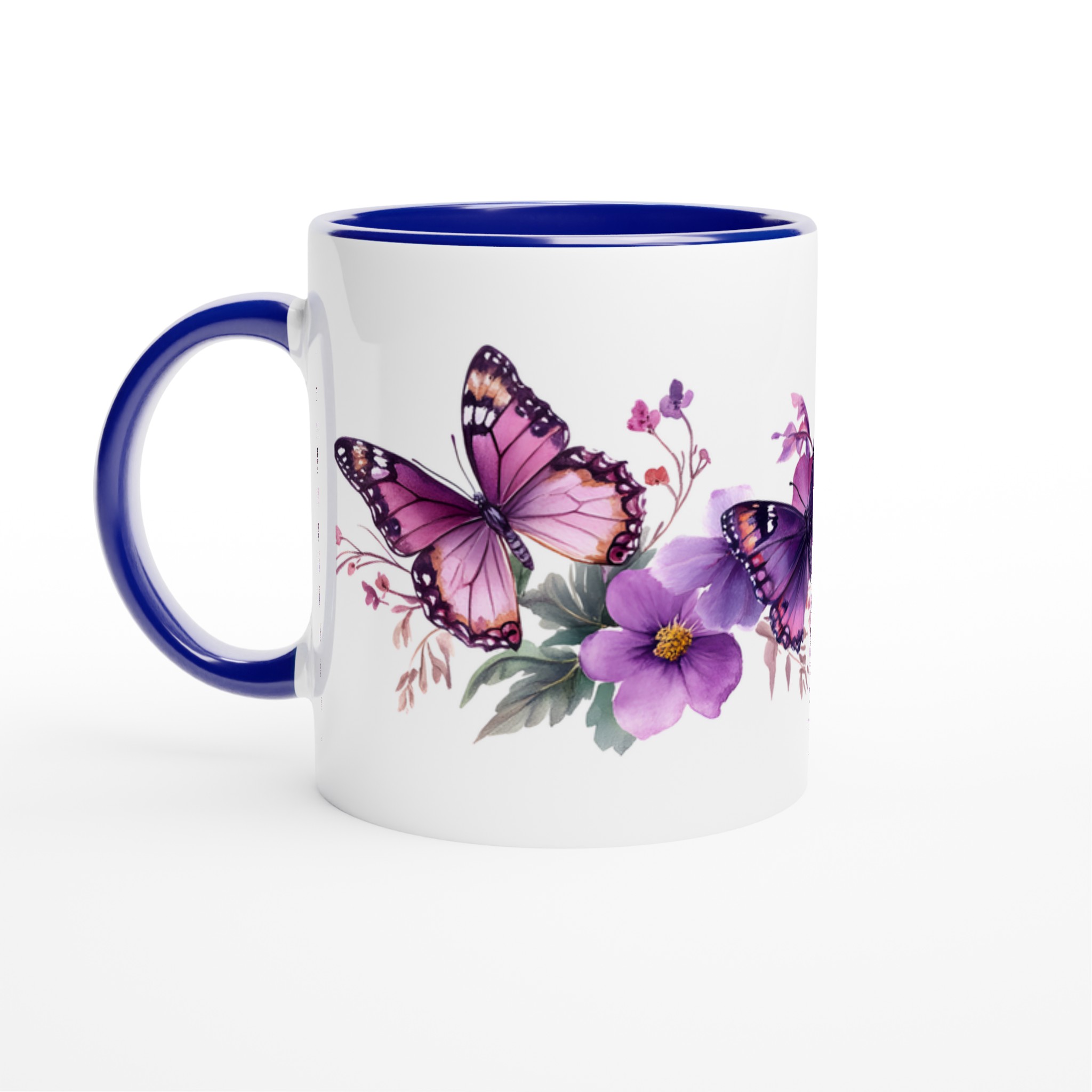 Fjärilsdröm Keramikmugg - Lyxigt Lila Blomster & Fjärilstryck, 11oz Favoritmugg i Valfri Färg 2 3a806f8c-0cec-4962-9027-0f1872c9dddf