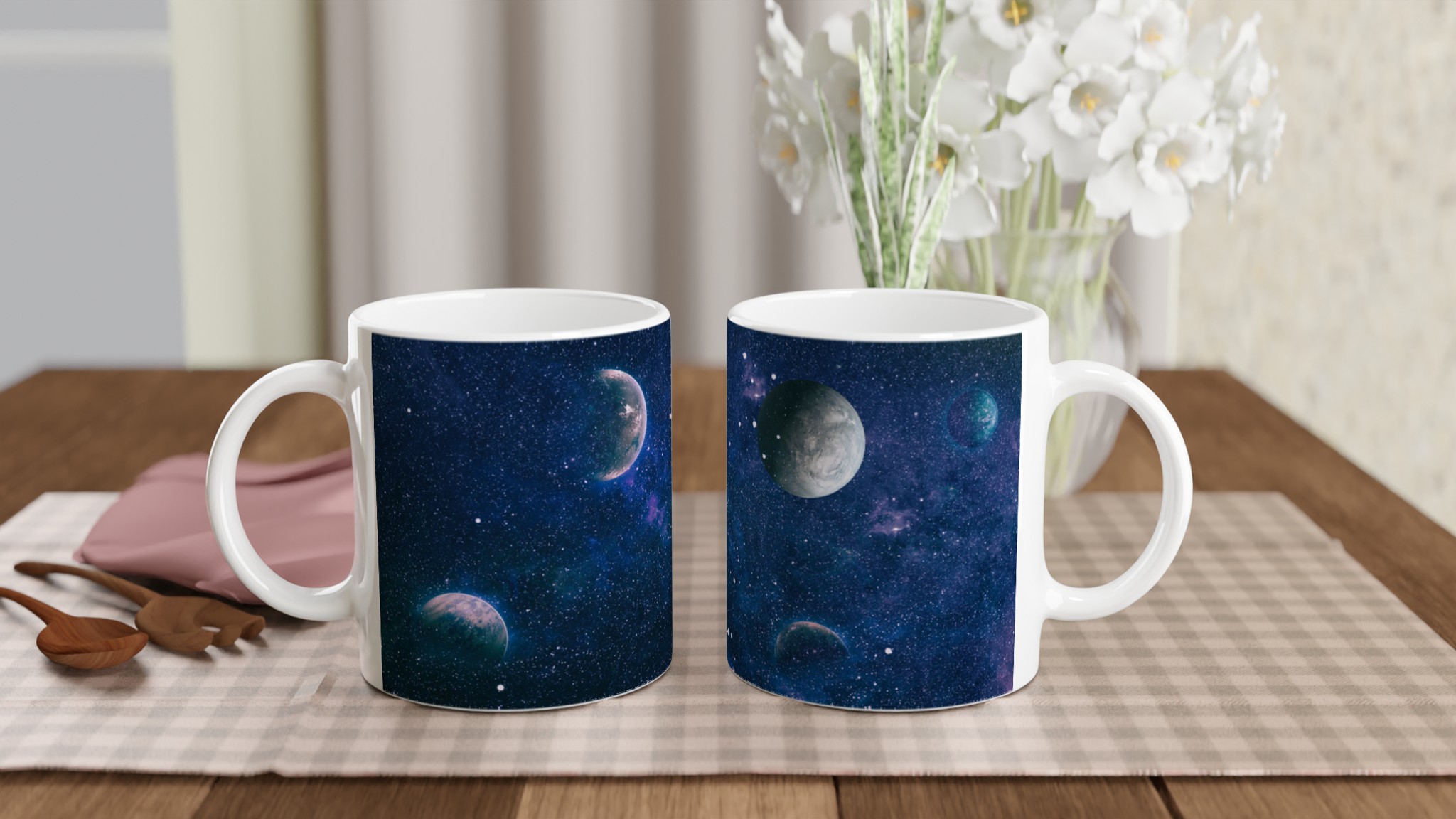 Vit 11oz keramisk mugg med stjärnklart rymdmotiv – välj din favoritfärg för en personlig touch 10 3aa2bd99-c361-44b6-b1cd-a60ffed4de68