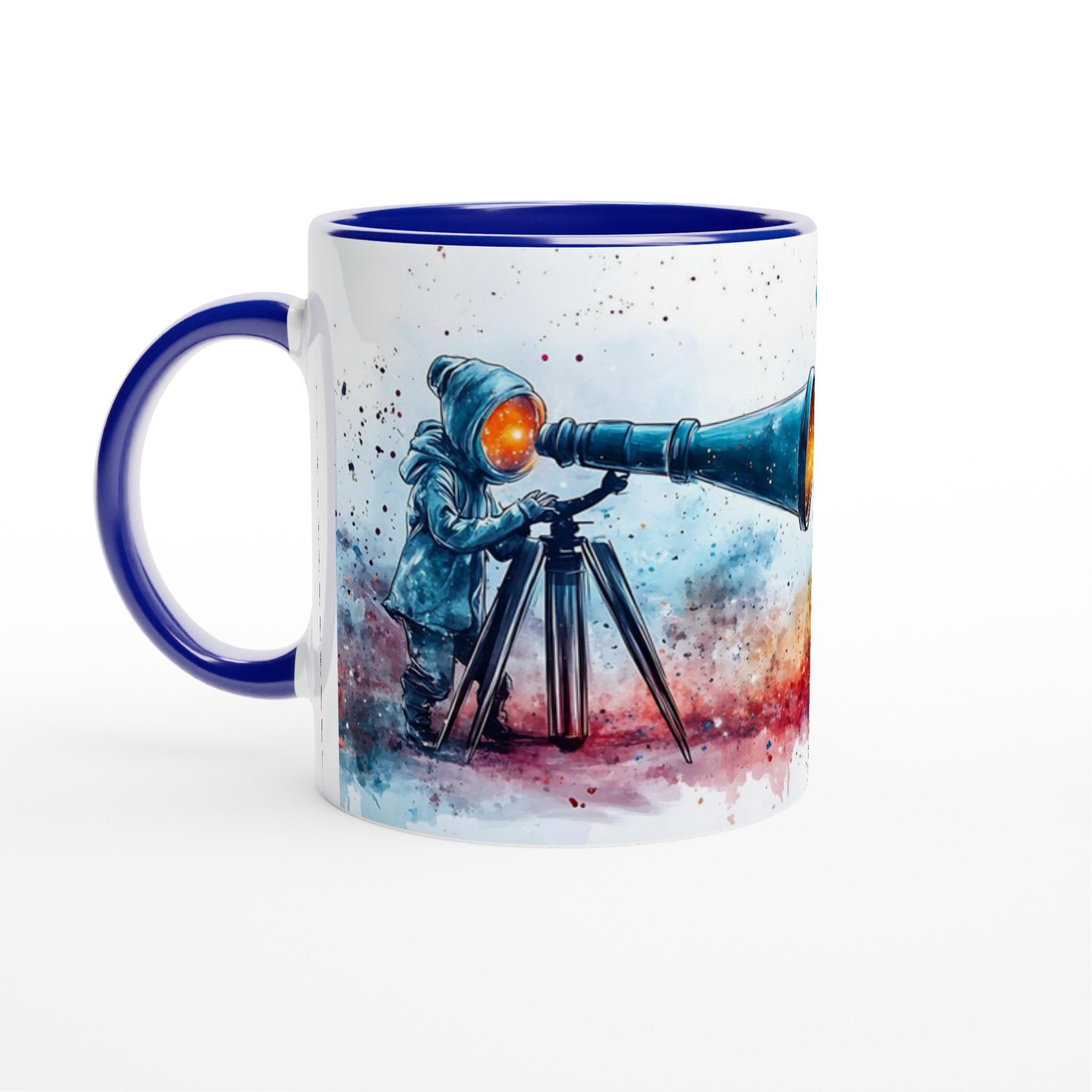 Mystisk Halloween Mugg: Barn med kikare & Lysande Pumpa – Vattenfärgsstil Keramisk Mugg 2 3ac49faa-5032-4a53-9339-68979c0c05de