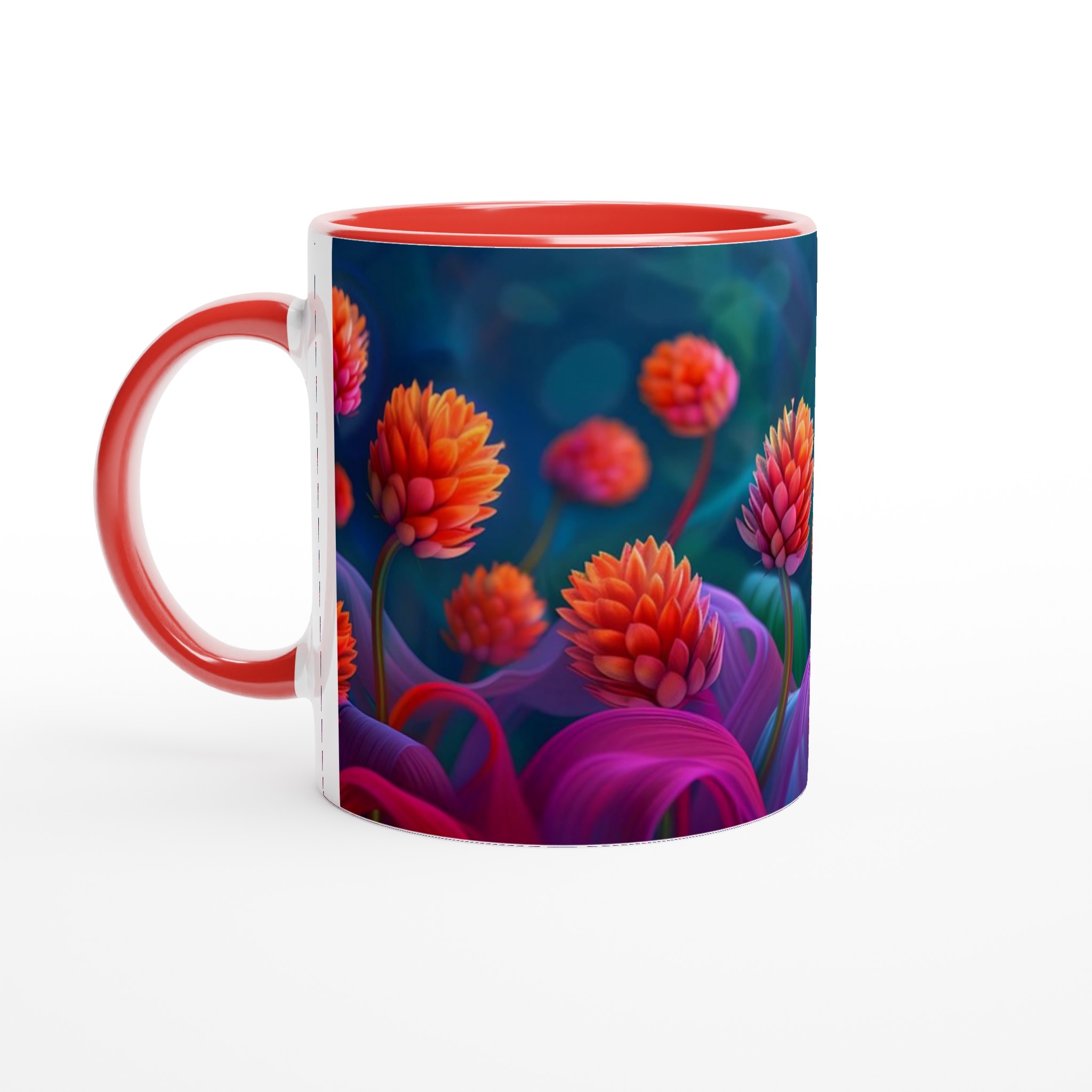 Abstrakt Blomstermugg: Levande Orange & Magenta i 11oz Keramik – Välj Din Färg! 5 3ae9b221-c59b-4385-95a1-2dd5329e6381