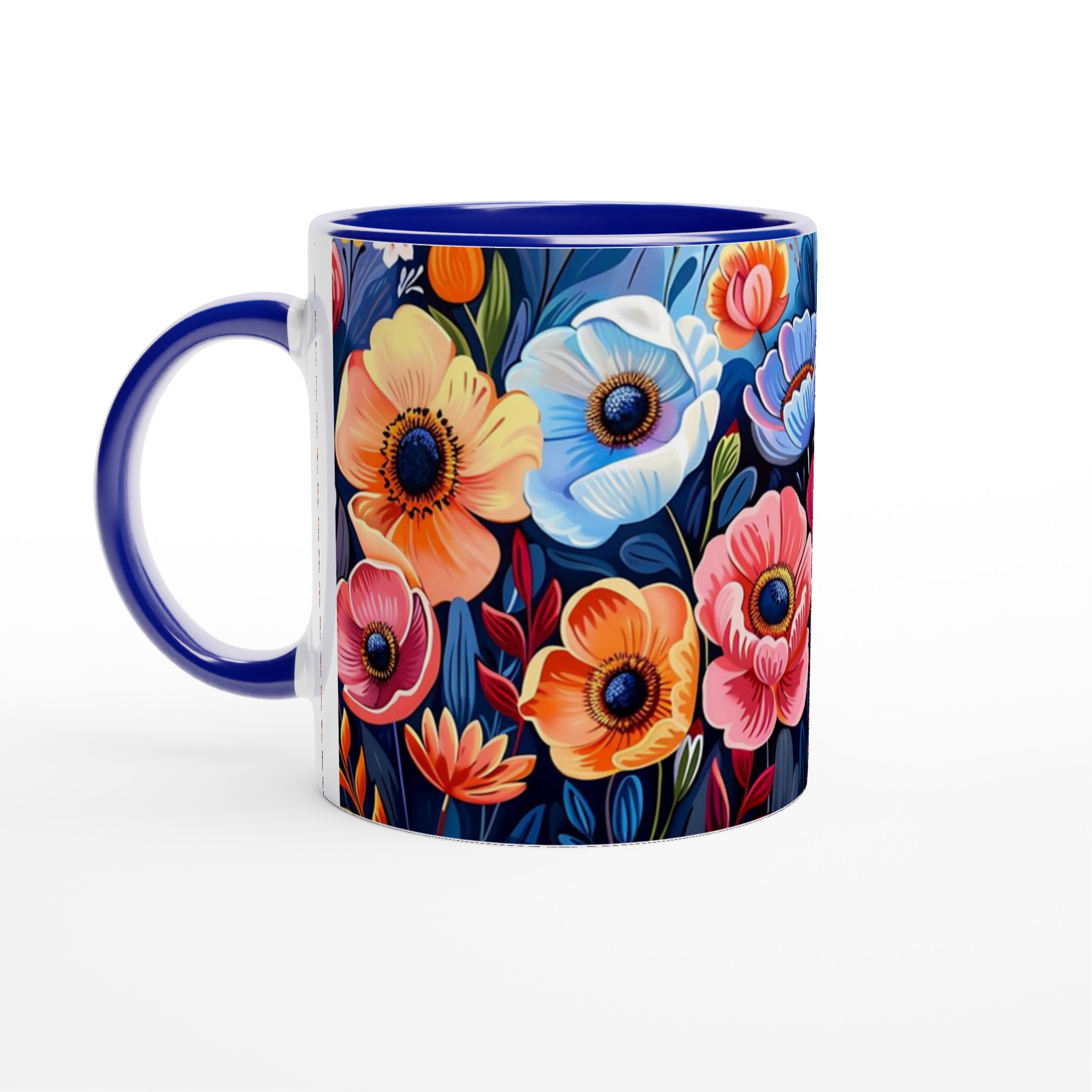Färgsprakande Blomstermugg – 11 oz Keramisk Mugg för Kaffe & Te i Sju Levande Färger 2 3b20be92-508a-4d1a-87ec-3dc8f56a74ee
