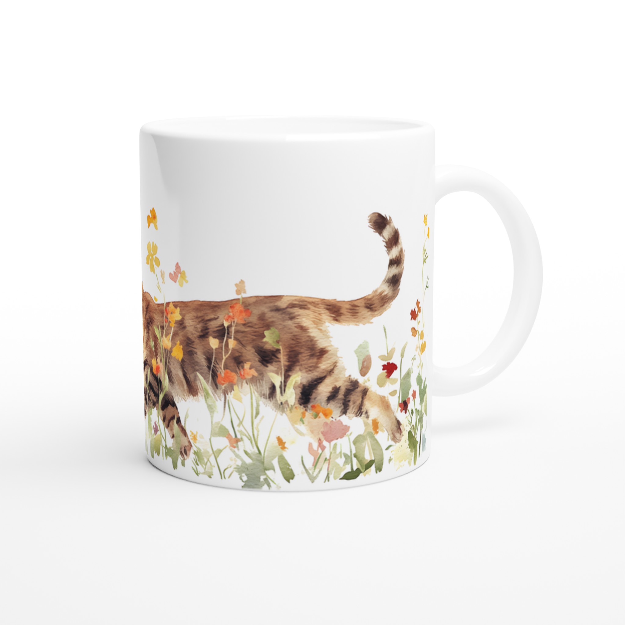 Katt bland Vårblommor - Konstnärlig Keramisk Mugg för Kattälskare | 11oz i Valfri Färg 9 3b22ef8f-a893-4e05-bfac-fe263998a052