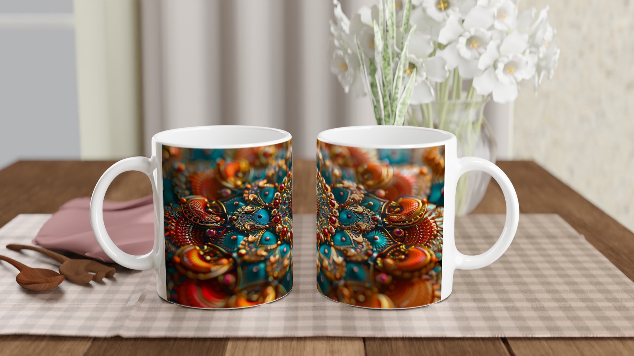 Mångfärgad Mandalainspirerad 11oz Keramikmugg – Vibrerande Design & Lyxiga Detaljer 10 3b2deefd-b3b2-4133-b995-c99c3dddfb3e