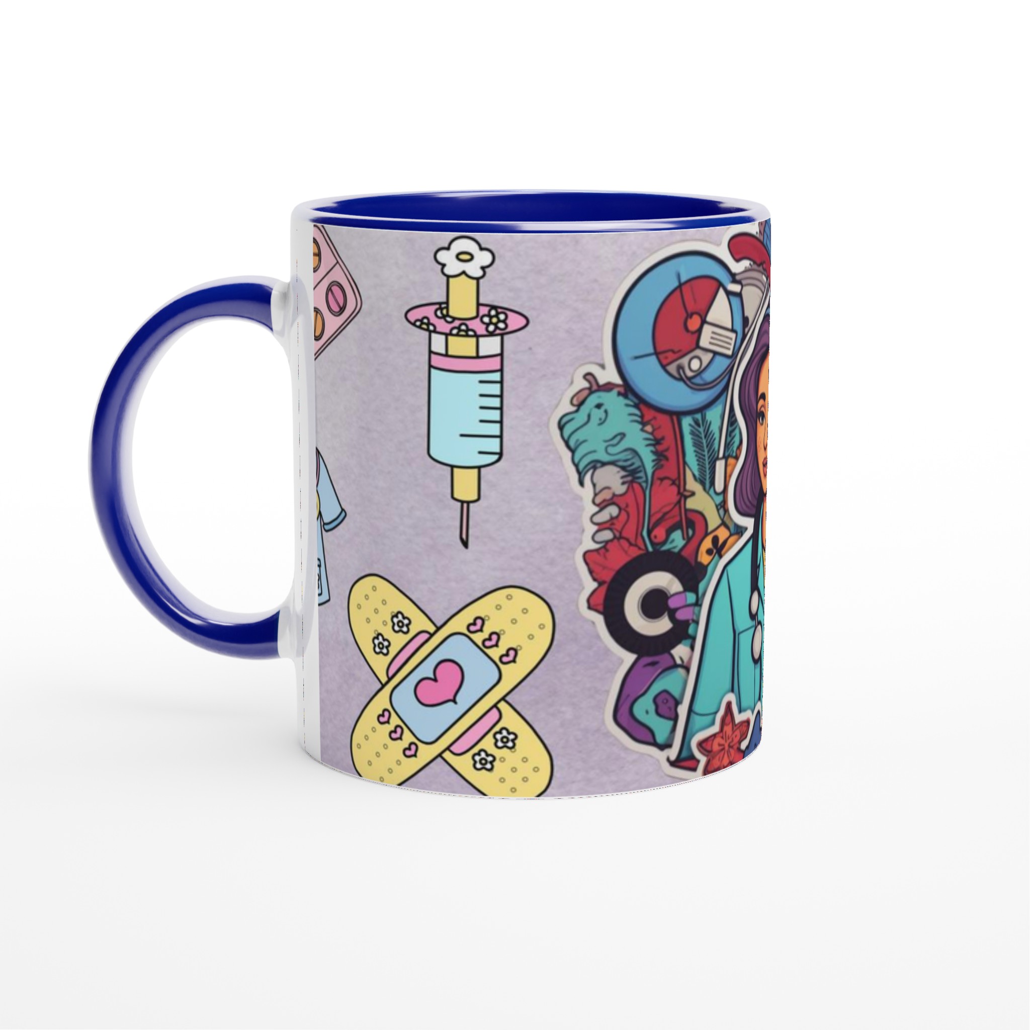 Vit 11oz keramisk mugg med färgstarkt hyllning till vårdhjältar – välj bland sju färgval 2 3b4bc09d-3f1d-4240-bfc4-eaef3bfe7256