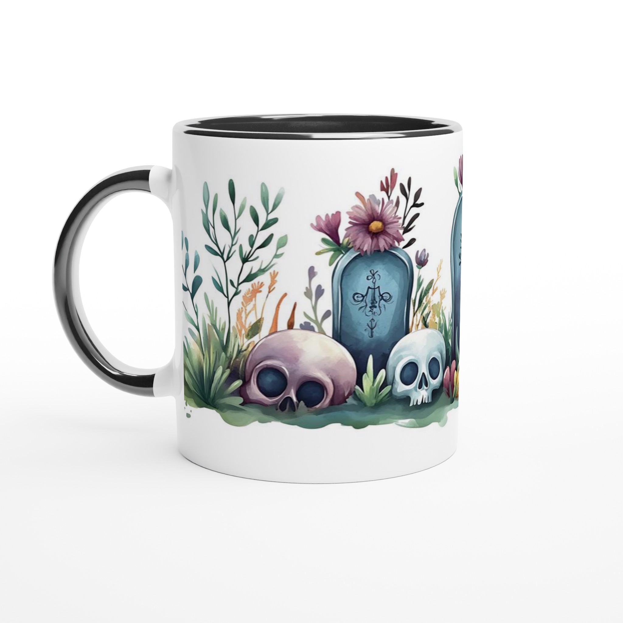 Mystisk Blomsterskalle Mugg - 11oz Keramisk Kaffemugg med Akvarellkonst i Välj din Färg 4 3bfd87c7-f5b8-45da-9703-e1237114107f