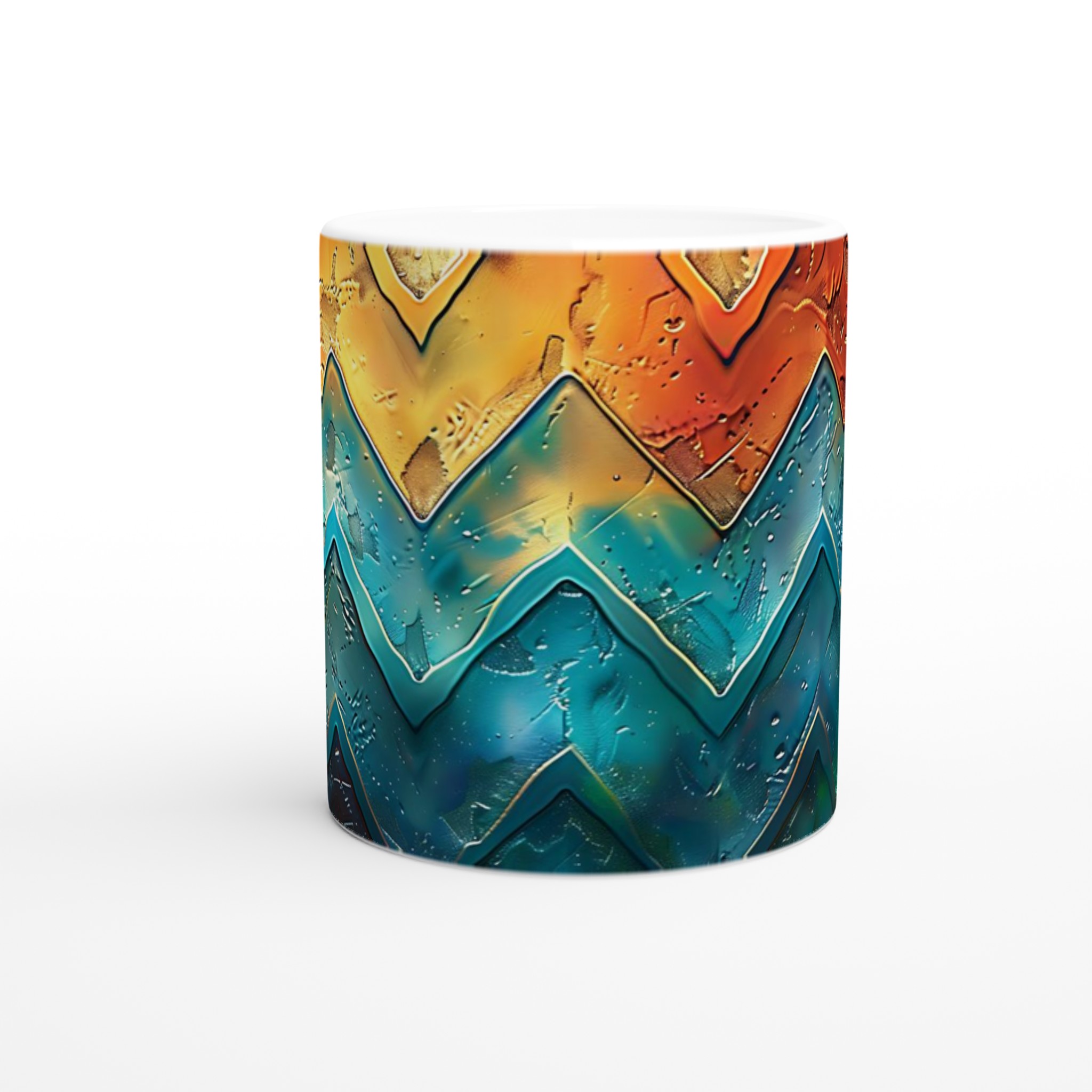 Vit 11oz keramisk mugg med levande zigzag-konst i sprakande färger 8 3c252af5-4629-4ee8-bcd6-bdd9d9a5b0ea