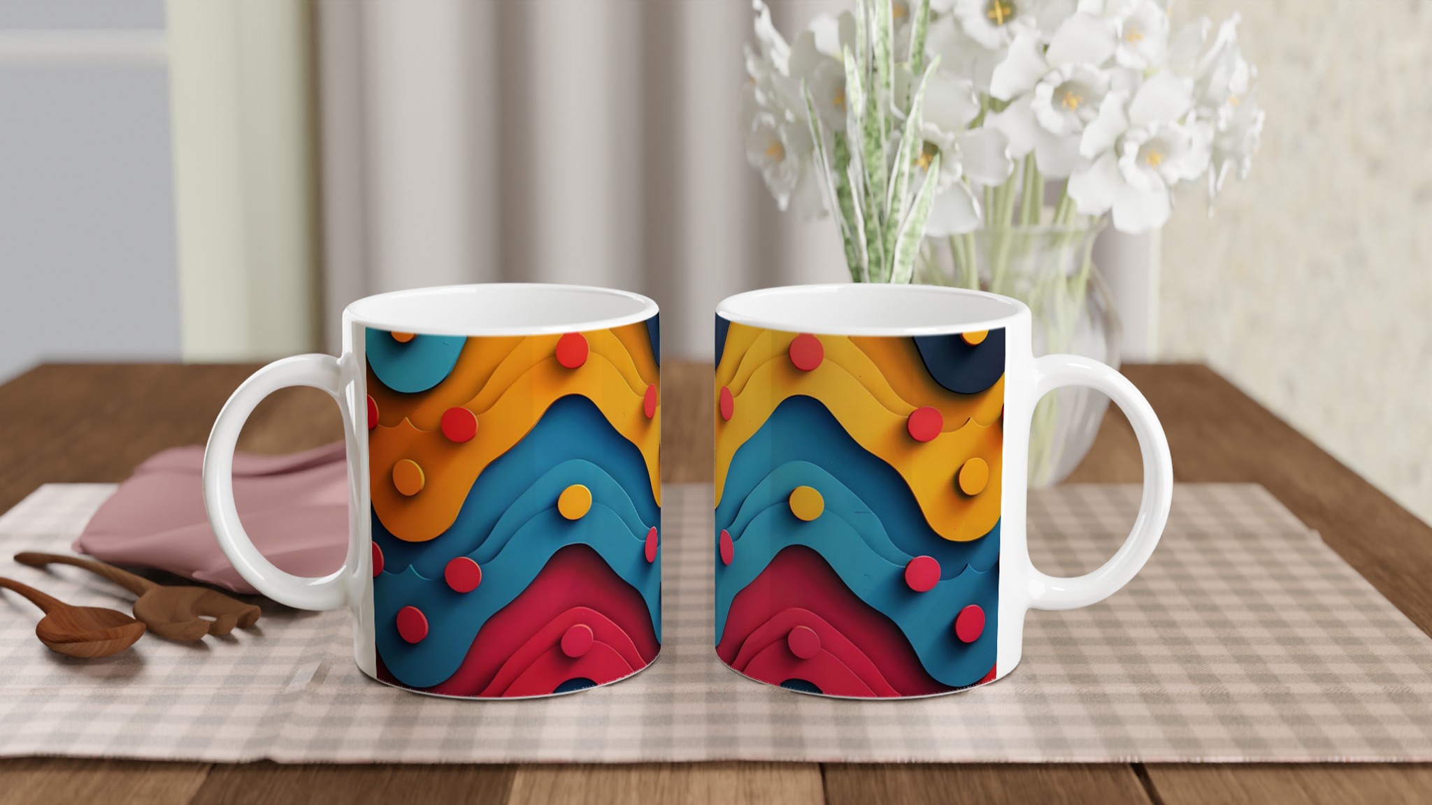 Abstrakt Vågmönster Keramisk Mugg - 11oz i Valfri Färg! 10 3c536701-d0d4-48c9-99a5-b6e491407b4c