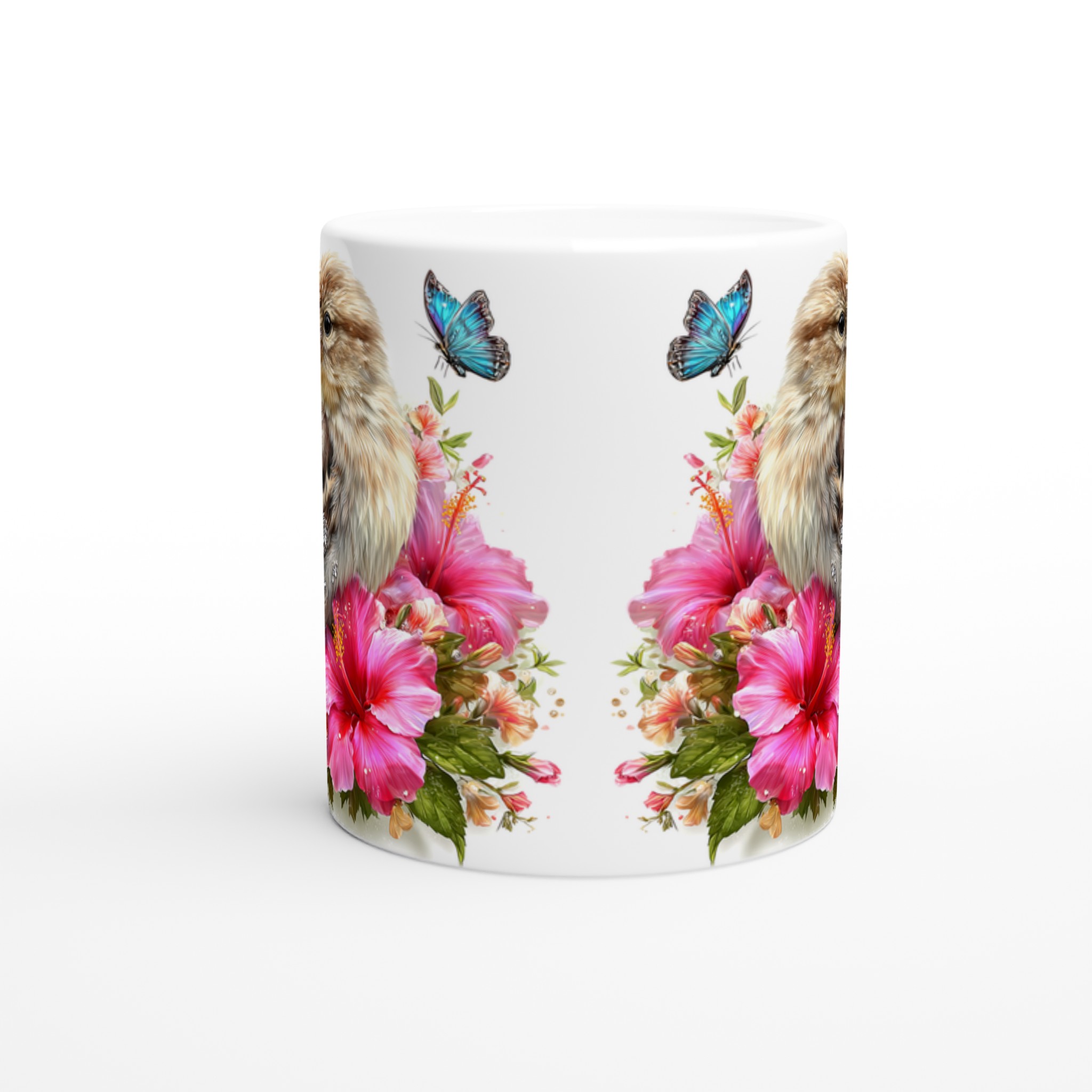 Vit 11oz keramisk mugg med naturinspirerat fågel- och blomstertryck i livfulla färger 8 3c7fcc9c-b3ff-4f1a-aeb0-21e4b08538ac