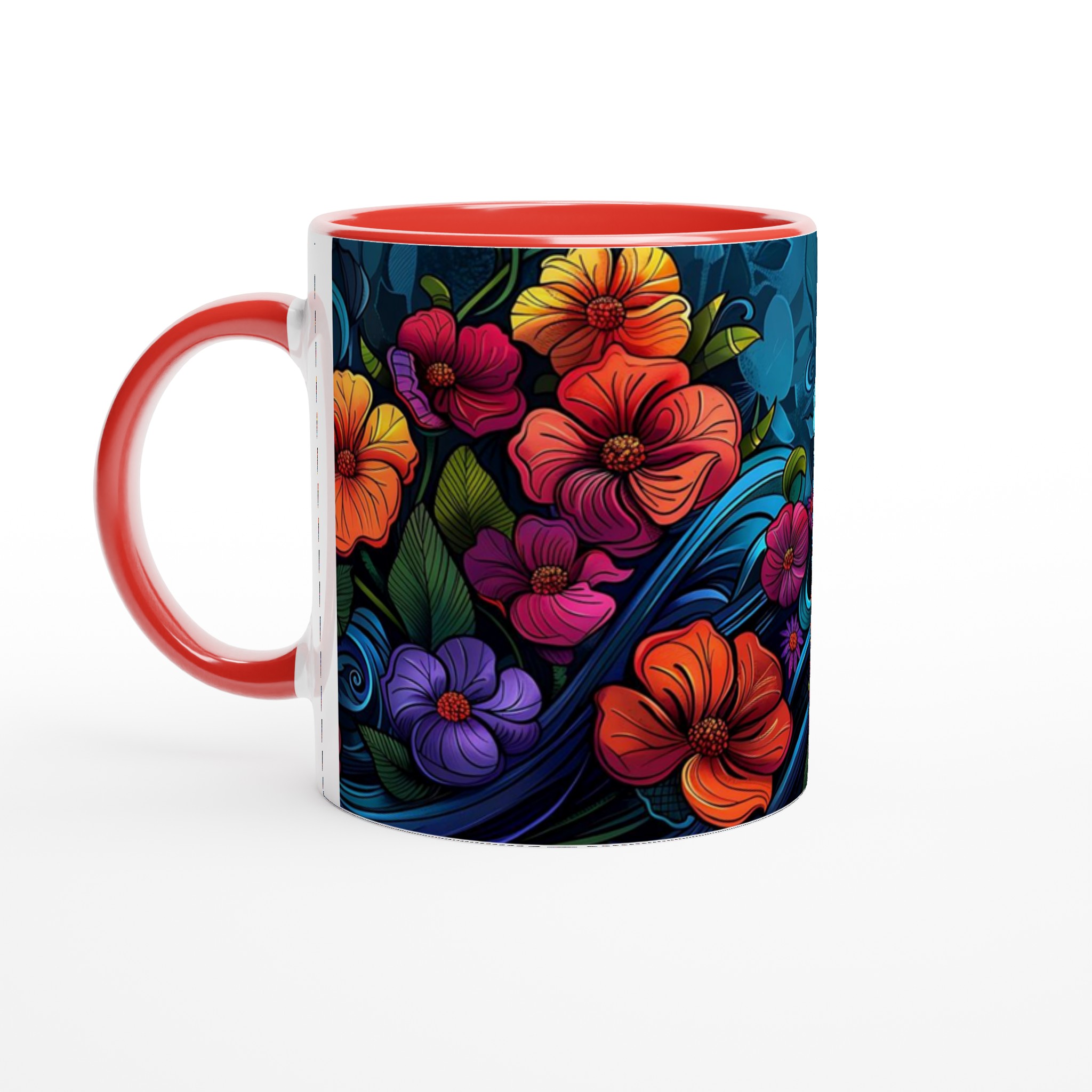 Tropisk Blomsterprakt Keramikmugg - 11oz, Välj Bland 7 Levande Färger 5 3cd66a33-e605-4e4c-8fd1-b94c3fb443f1