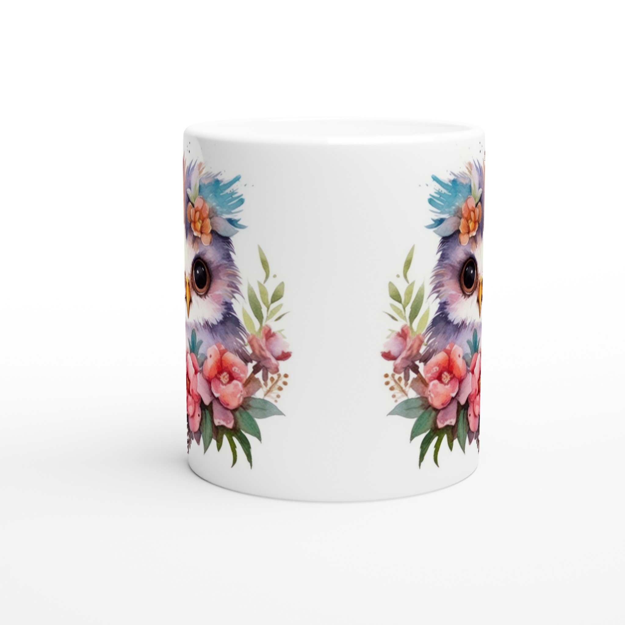 Vit 11oz keramisk mugg med bedårande ugglemotiv i mjuka pastellfärger – välj bland sju unika keramfärger 8 3cddd4e7-40c3-45ee-b910-96bd605a95ba