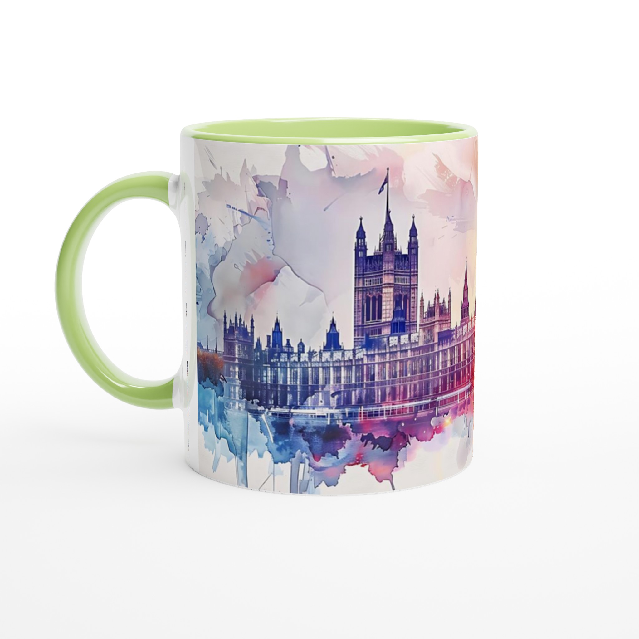 London Watercolor Cityscape Mugg – Konstnärlig Vit Keramikmugg, 11oz 7 3d004661-09b7-4731-954a-f982987d07d1