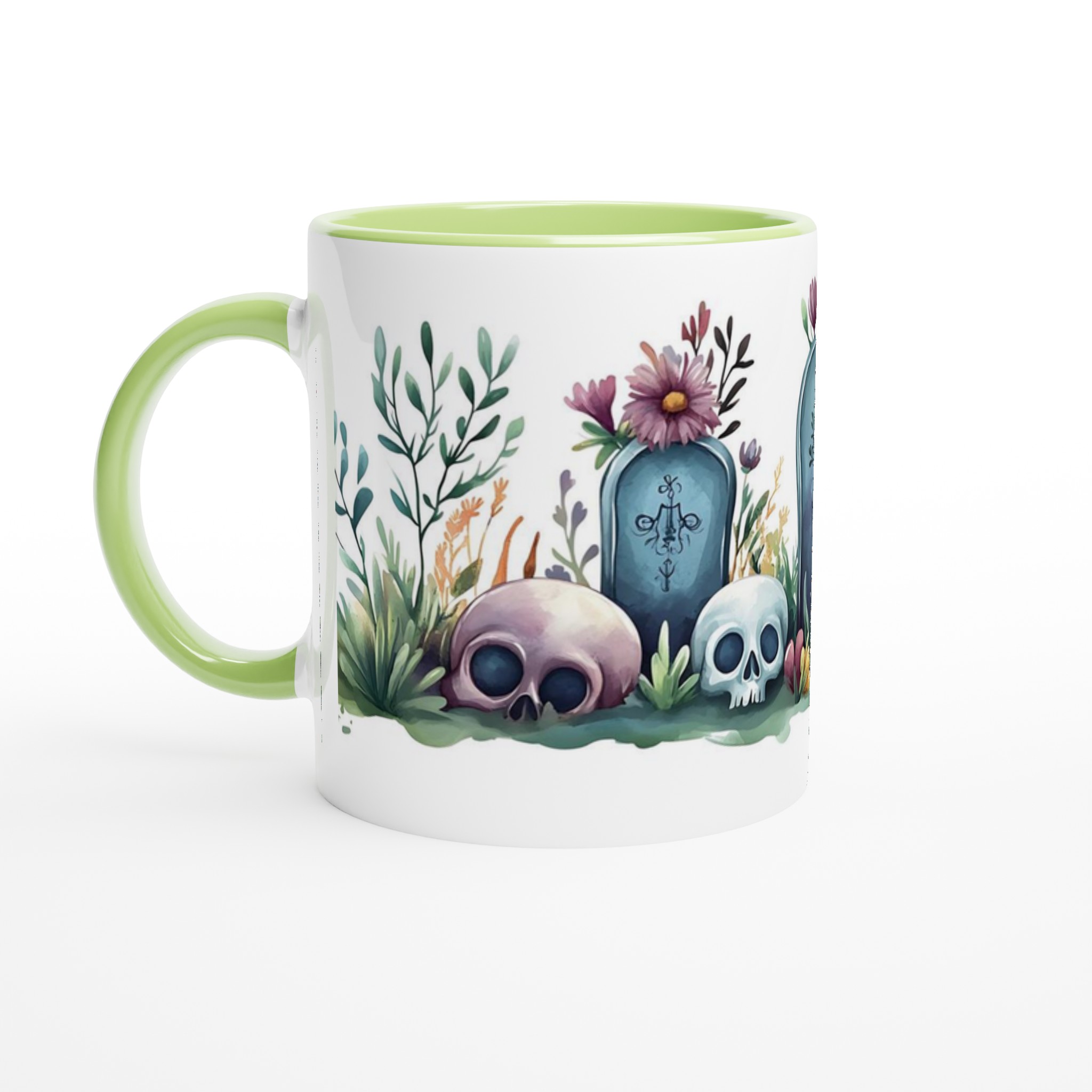 Mystisk Blomsterskalle Mugg - 11oz Keramisk Kaffemugg med Akvarellkonst i Välj din Färg 7 3d0e5619-c79e-4604-9172-d1437a2f7649