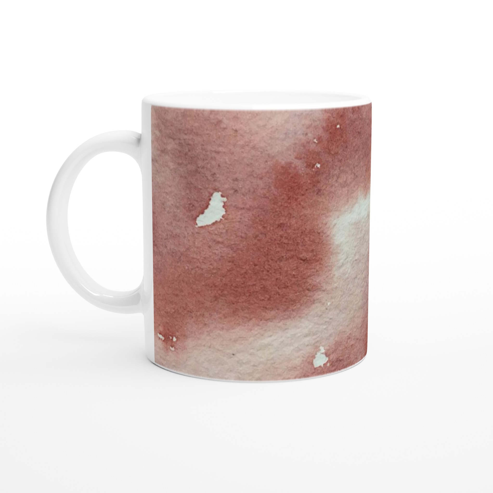 Vit 11oz keramisk mugg med konstnärlig akvarelldesign i mjuka jordtoner 1 3d0f3859-3fdd-4177-a7d6-3275d97fb31e
