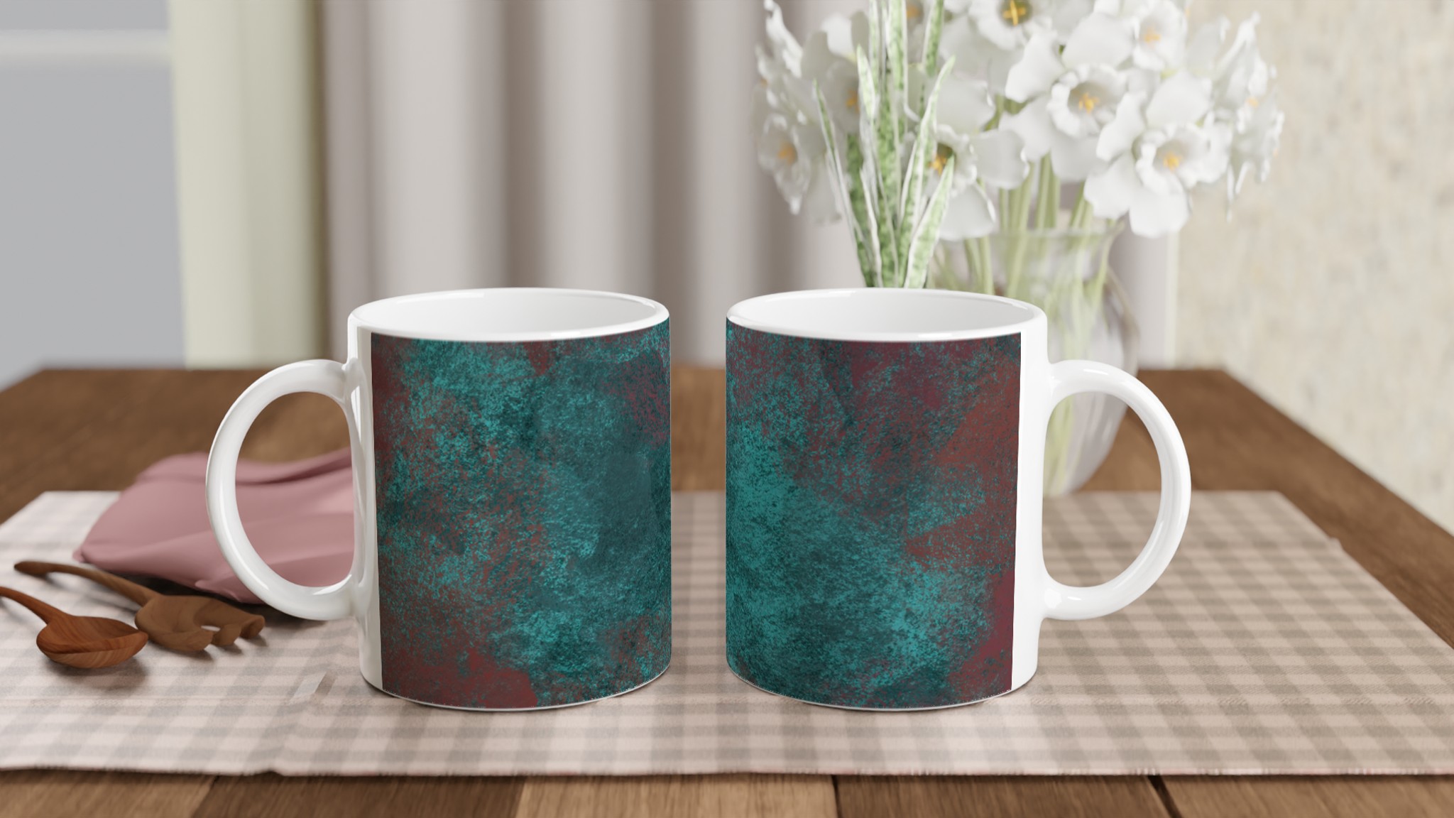 Vit 11oz Keramisk Mugg med Konstnärlig Abstrakt Design i Flera Färger 10 3d187903-6399-47d4-ba40-b6845e93fec2