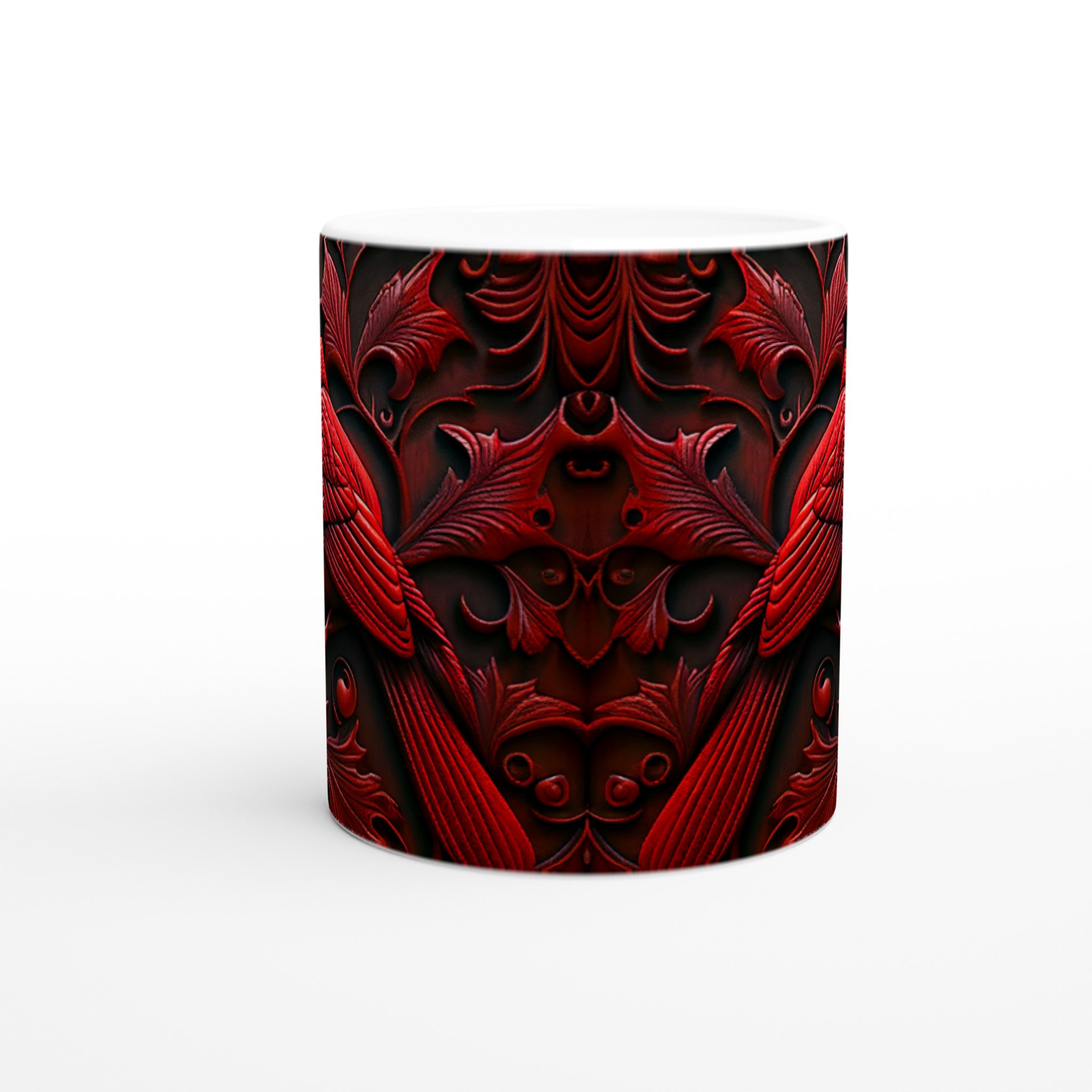 Vit 11oz keramikmugg med elegant kardinalfågelmotiv i djup röd – välj din favoritfärg 8 3d36ebba-518f-468c-b567-cedbd3801eb3