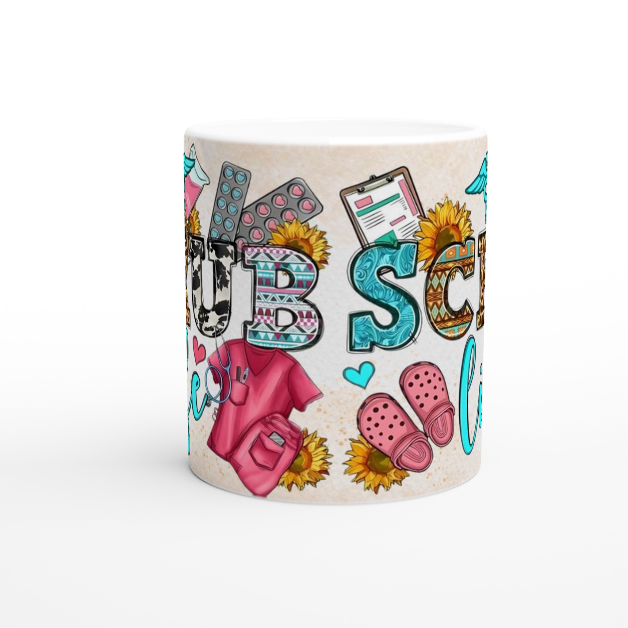 Vit 11oz keramisk mugg – Skapa din Scrub Life-stil i flera färgstarka nyanser 8 3d4161bf-b750-4668-85e5-e6f906a8b05b