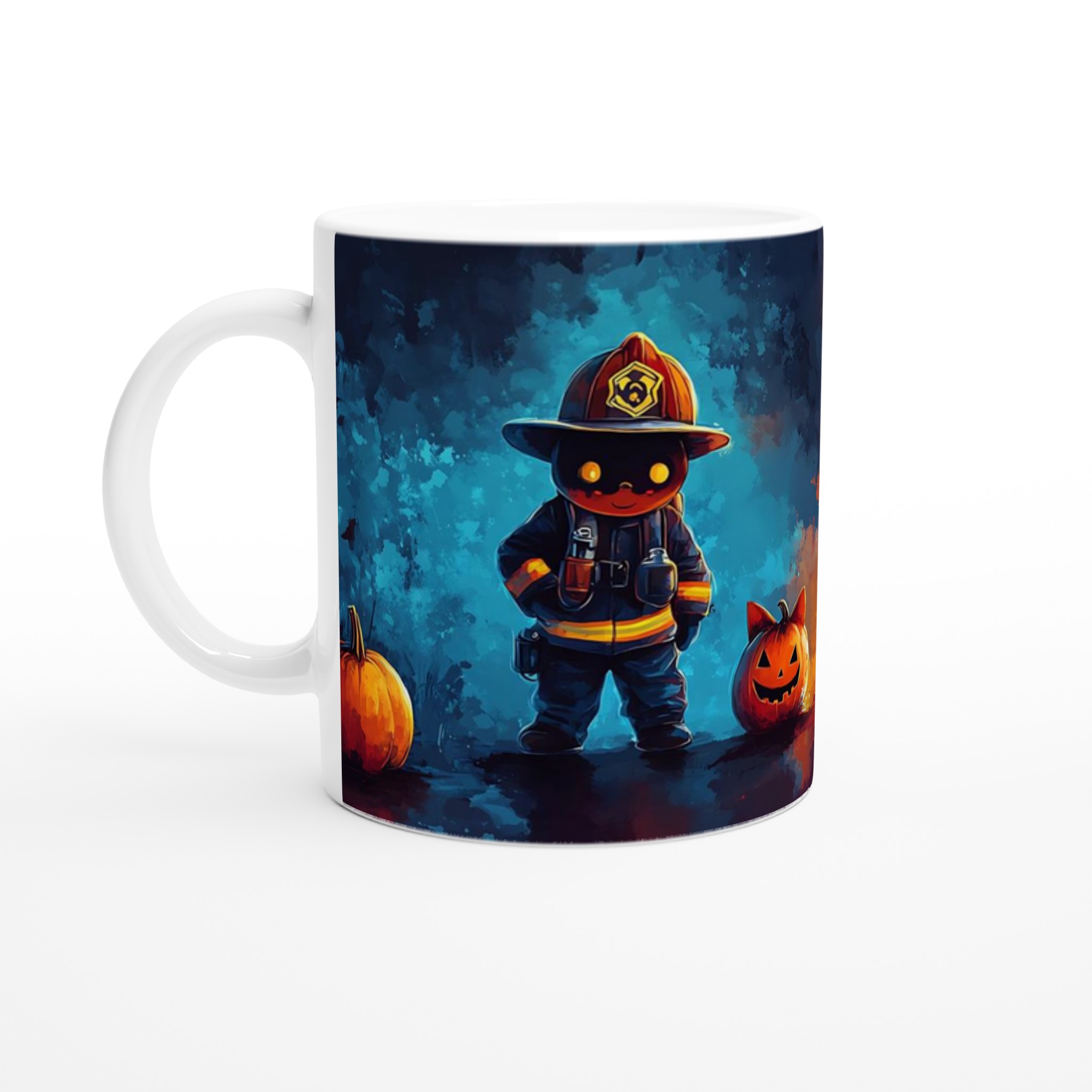 Söt Halloween-Brandman Mugg – Unik 11oz Keramikmugg i ditt val av sju livliga färger 1 3d49141e-d727-4766-a3dd-b8ebc4a8d730