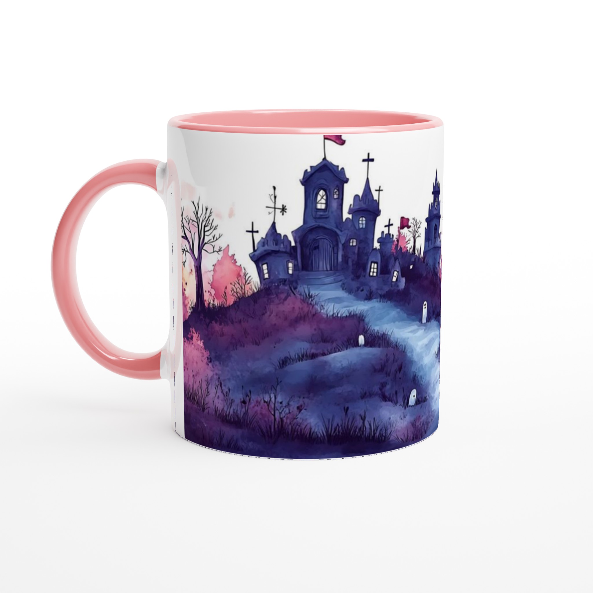 Mystisk Spökslott Mugg i Akvarell – 11oz Keramikmugg för Halloween & Mysiga Stunder, Välj din färg! 6 3d591db7-ea4c-4d80-a4df-95dc957157b6