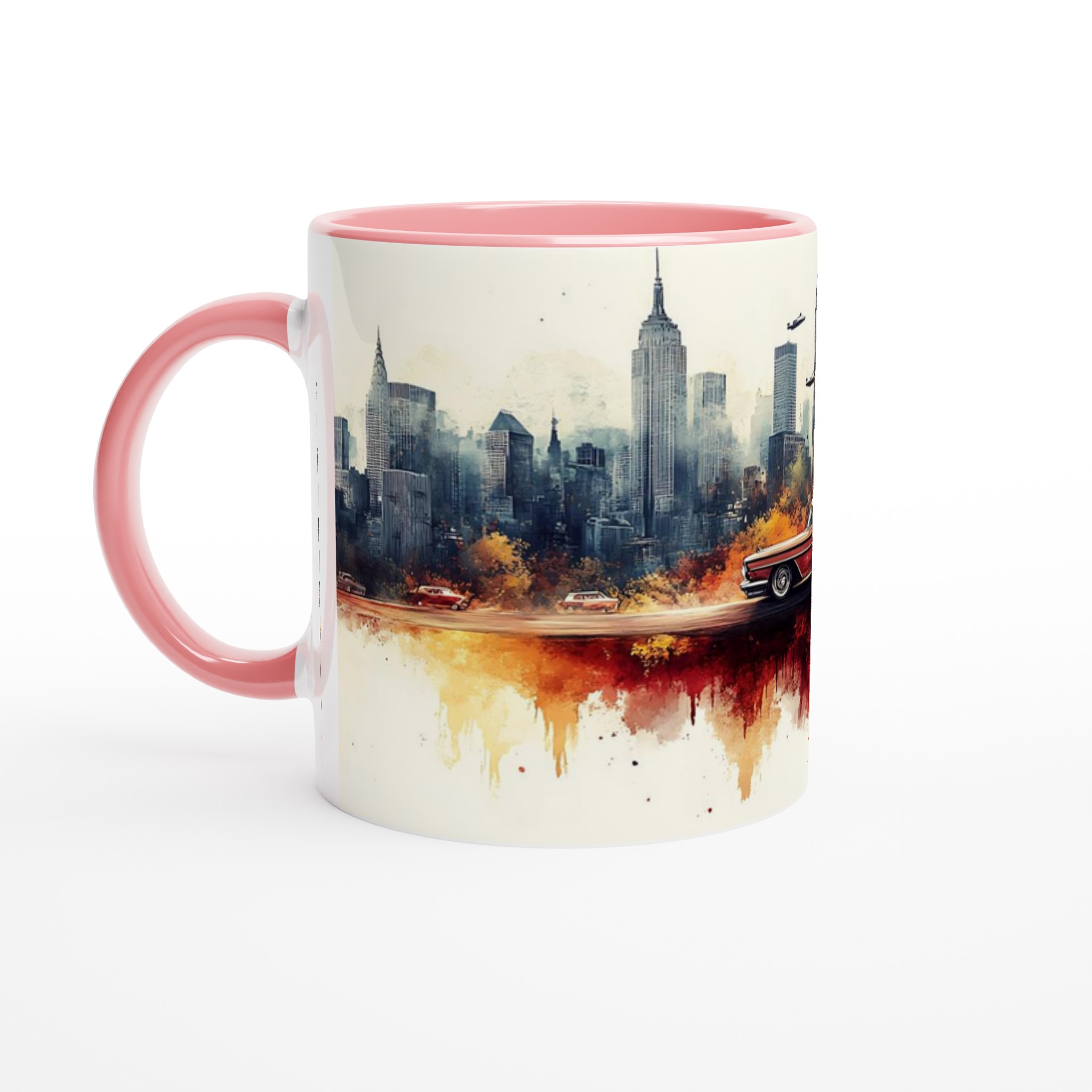 Retro Cityscape Drömmugg – 11 oz Keramisk Kaffemugg i ditt val av färg 6 3d651f95-cadd-4be7-b864-abbb0ac0f075