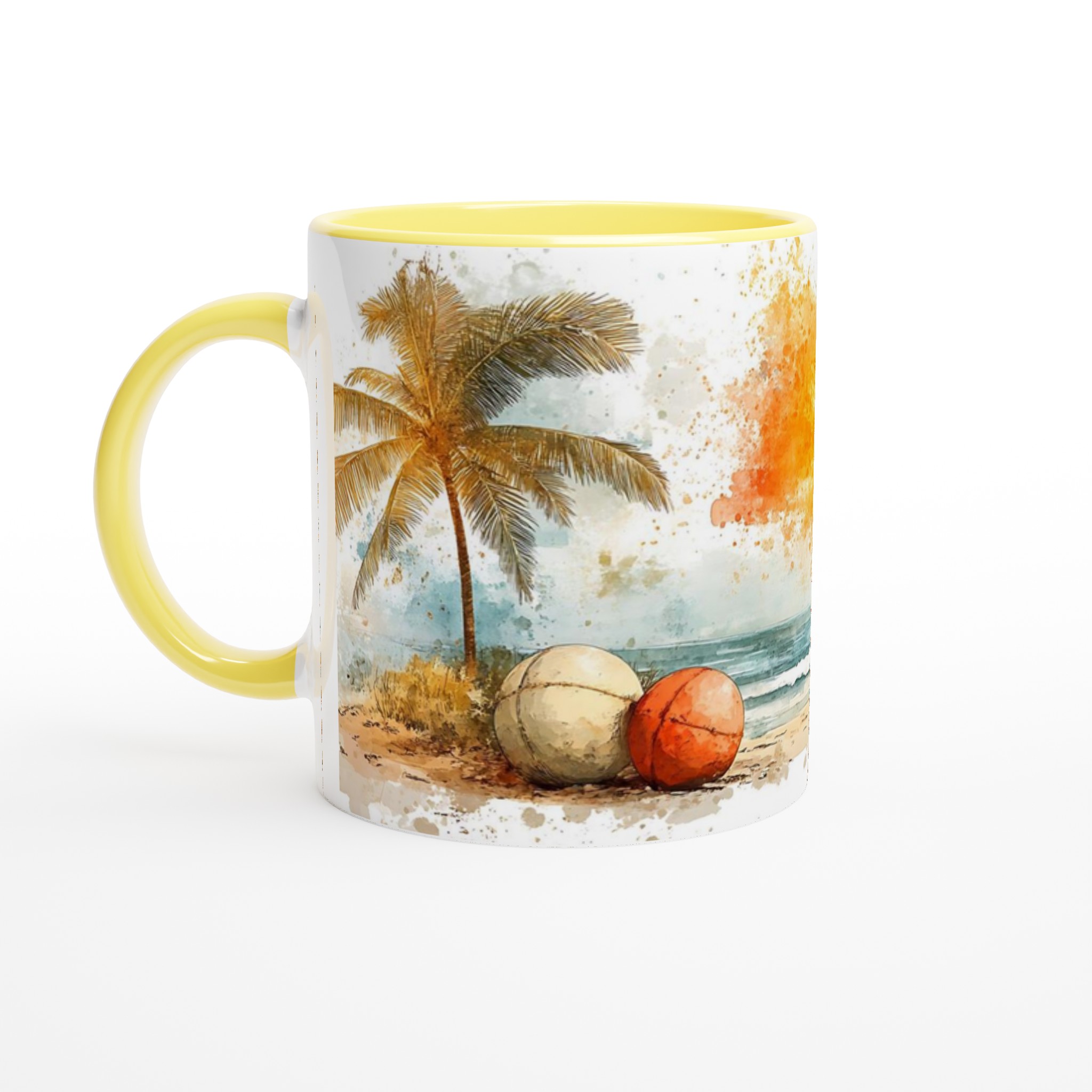 Tropisk Strand Mugg - 11oz Keramisk Kaffekopp med Surfmotiv & Palmträd i Akvarellstil, Välj bland Flera Färger 3 3d7f246c-63ae-4e79-adbe-8e42020f761d