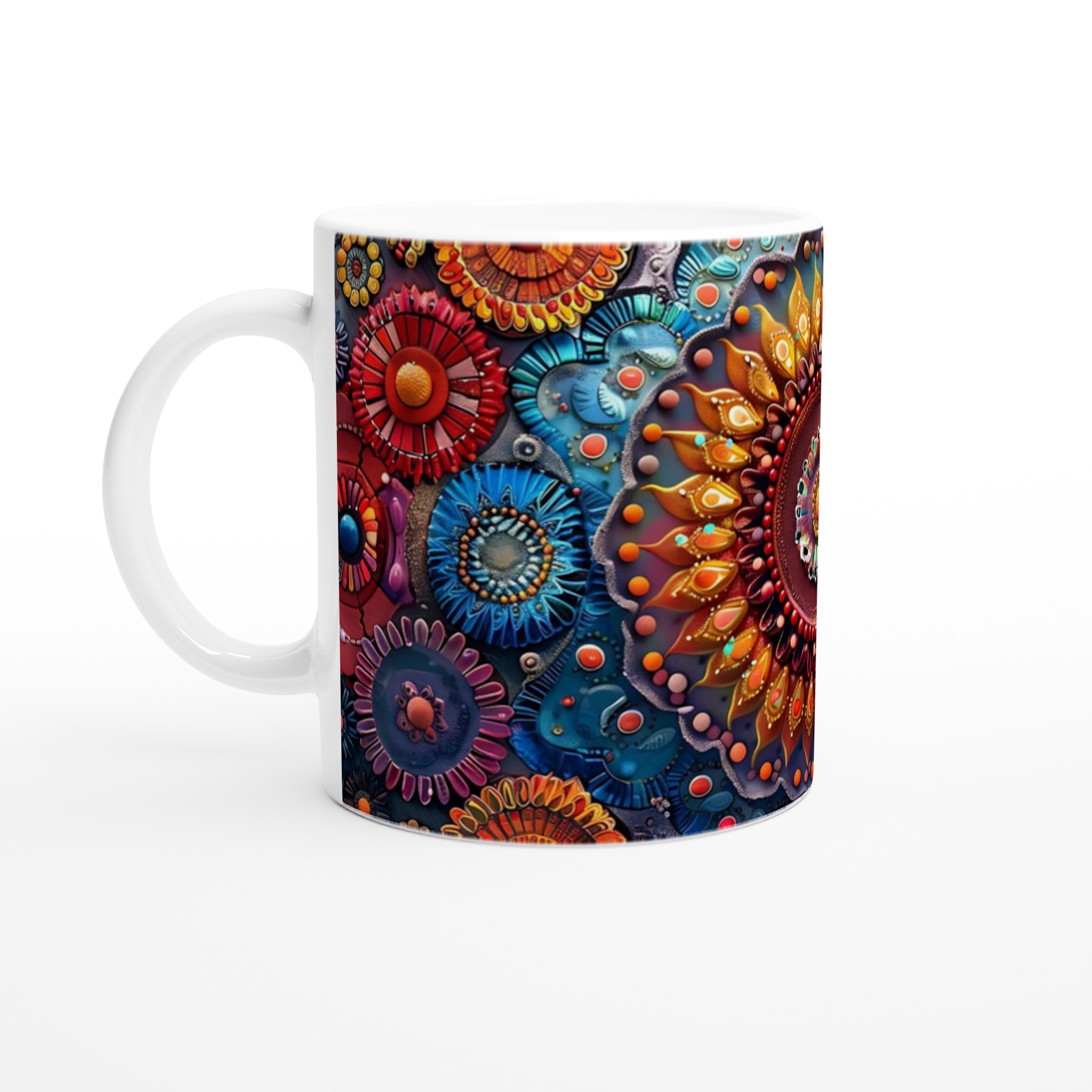Mångfärgad Mandala Keramikmugg - 11oz Konstnärlig Kaffemugg i Ditt Val av Levande Färger 1 3d926594-1cf2-47df-95ab-3106e0524c43