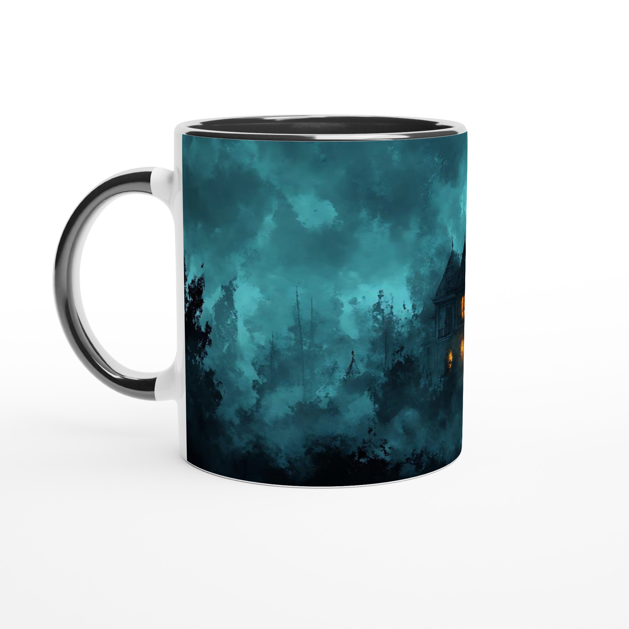 Mystisk Mörk Magi Mugg – Tealblå Spökhusdesign på 11oz Keramikmugg 4 3da6449c-1440-459c-906c-53f406ea3f92