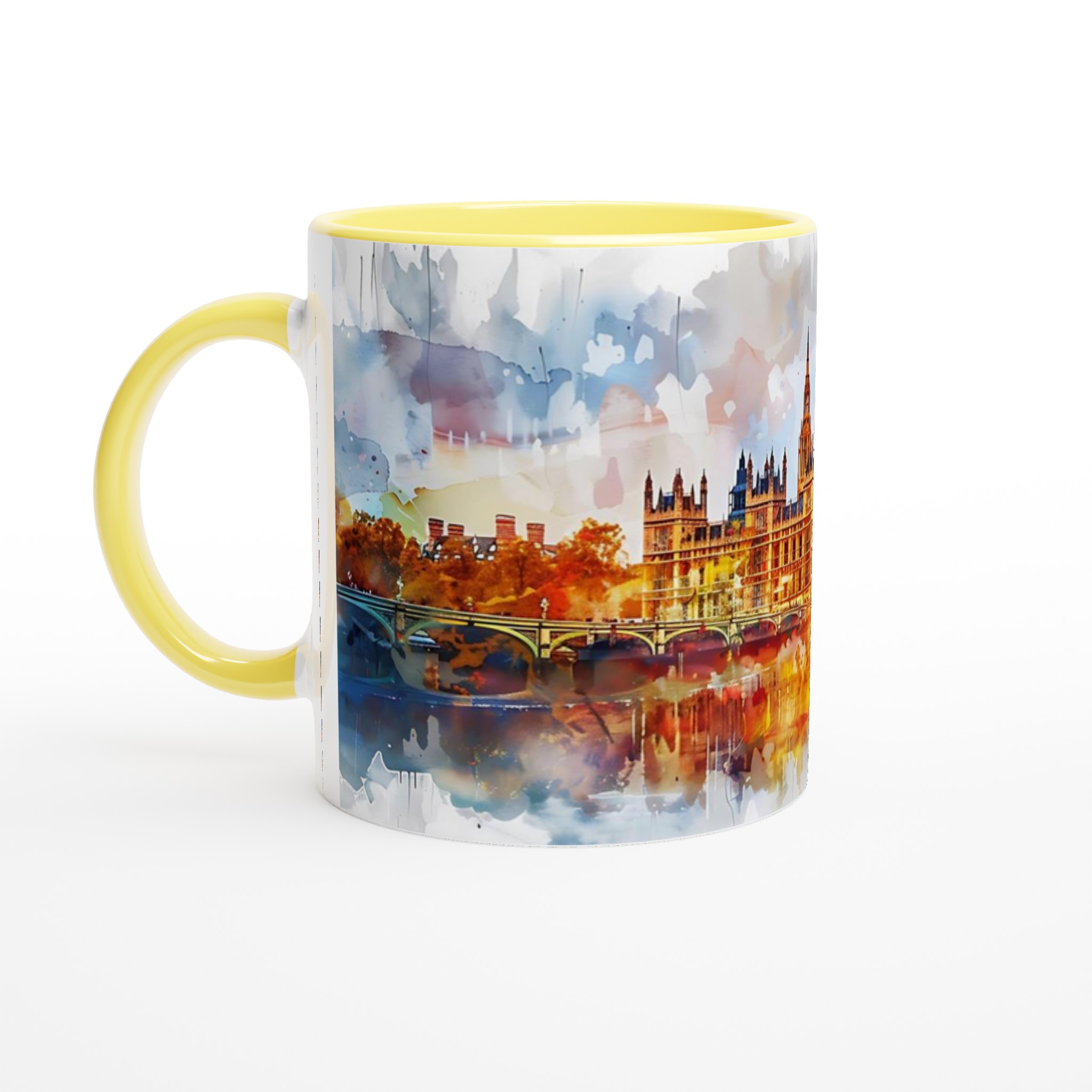 London Watercolor Skyline Mugg – Konstnärlig Vit Keramikmugg 11oz 3 3da83af5-74d6-4f45-ada2-12027e336467
