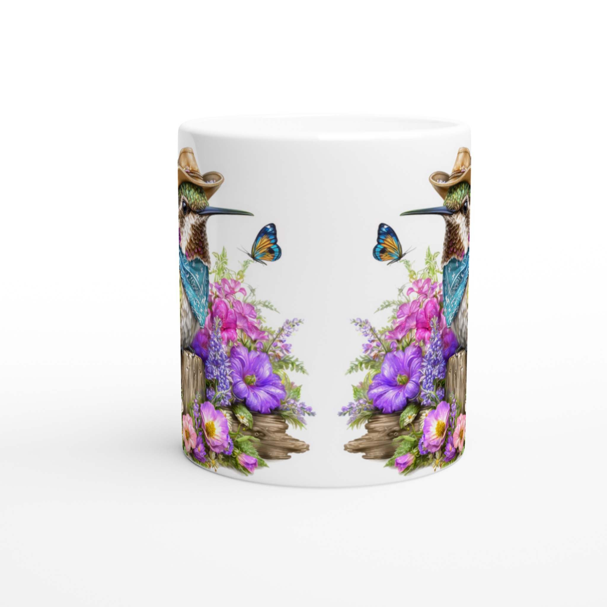 Vit 11oz keramisk mugg med färgstark kolibri i cowboyhatt – välj bland sju livfulla keramikkulörer 8 3dacfff5-c1f8-444e-9f7b-4e193ee1d9df