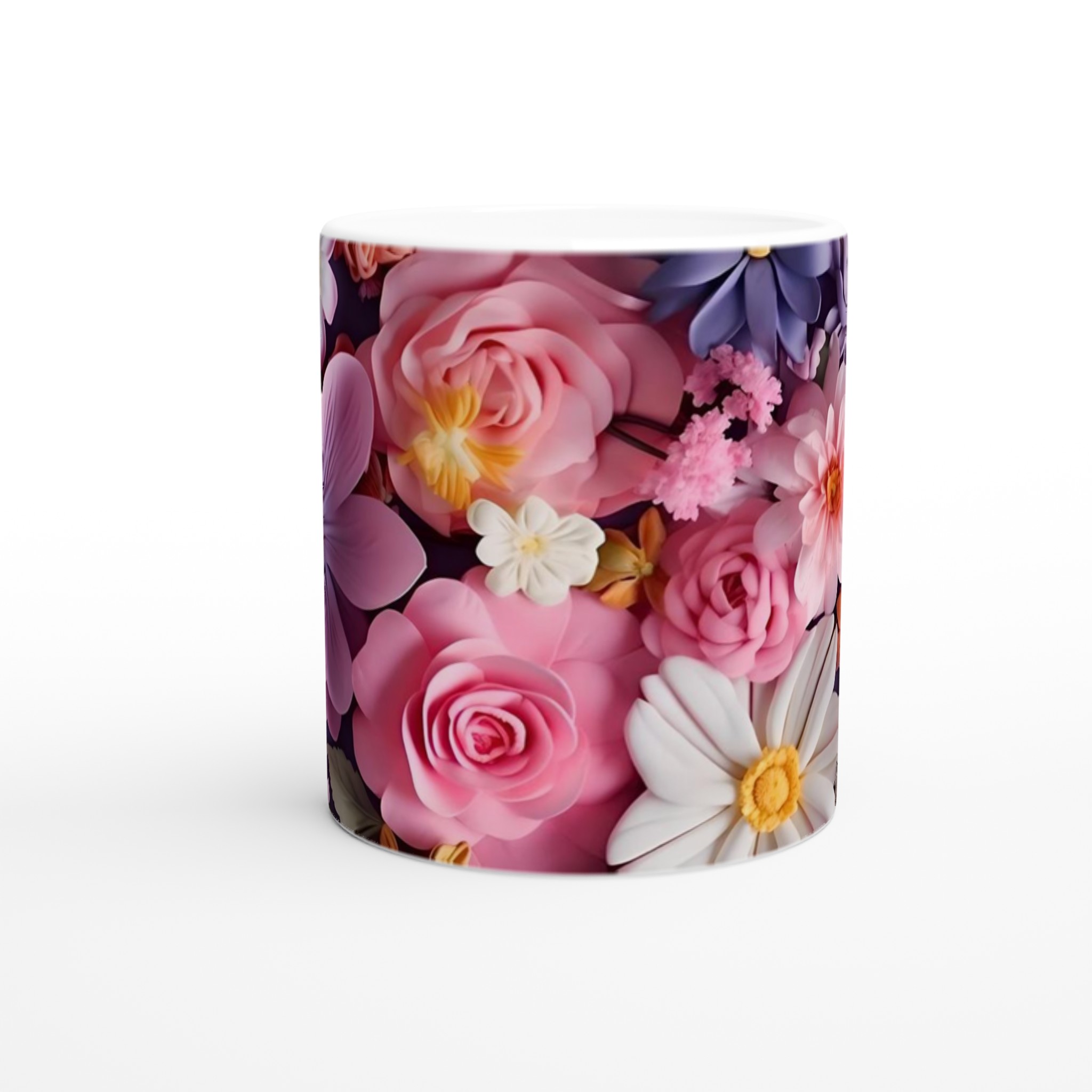 Vit 11oz keramisk mugg med blomsterdesign – välj bland sju livfulla färger 8 3db7ad16-e8b1-4f9d-b777-ec4cdf8f8bca