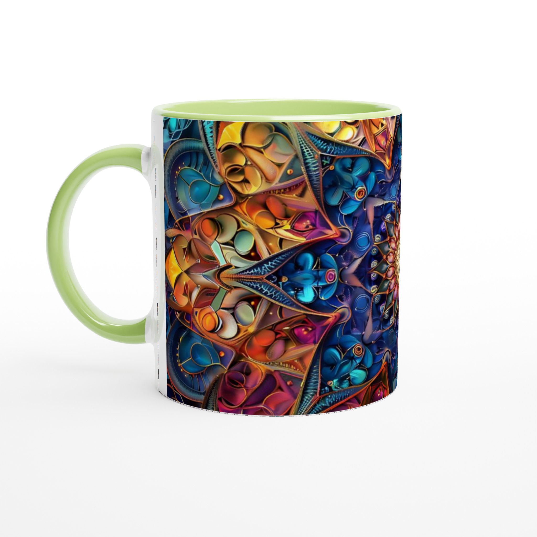 Kosmisk Mandala Keramikmugg - 11oz, Levande Mönster i Blått och Guld för En Färgstark Start på Dagen 7 3dca1300-697d-40bc-8cee-910bc996c965
