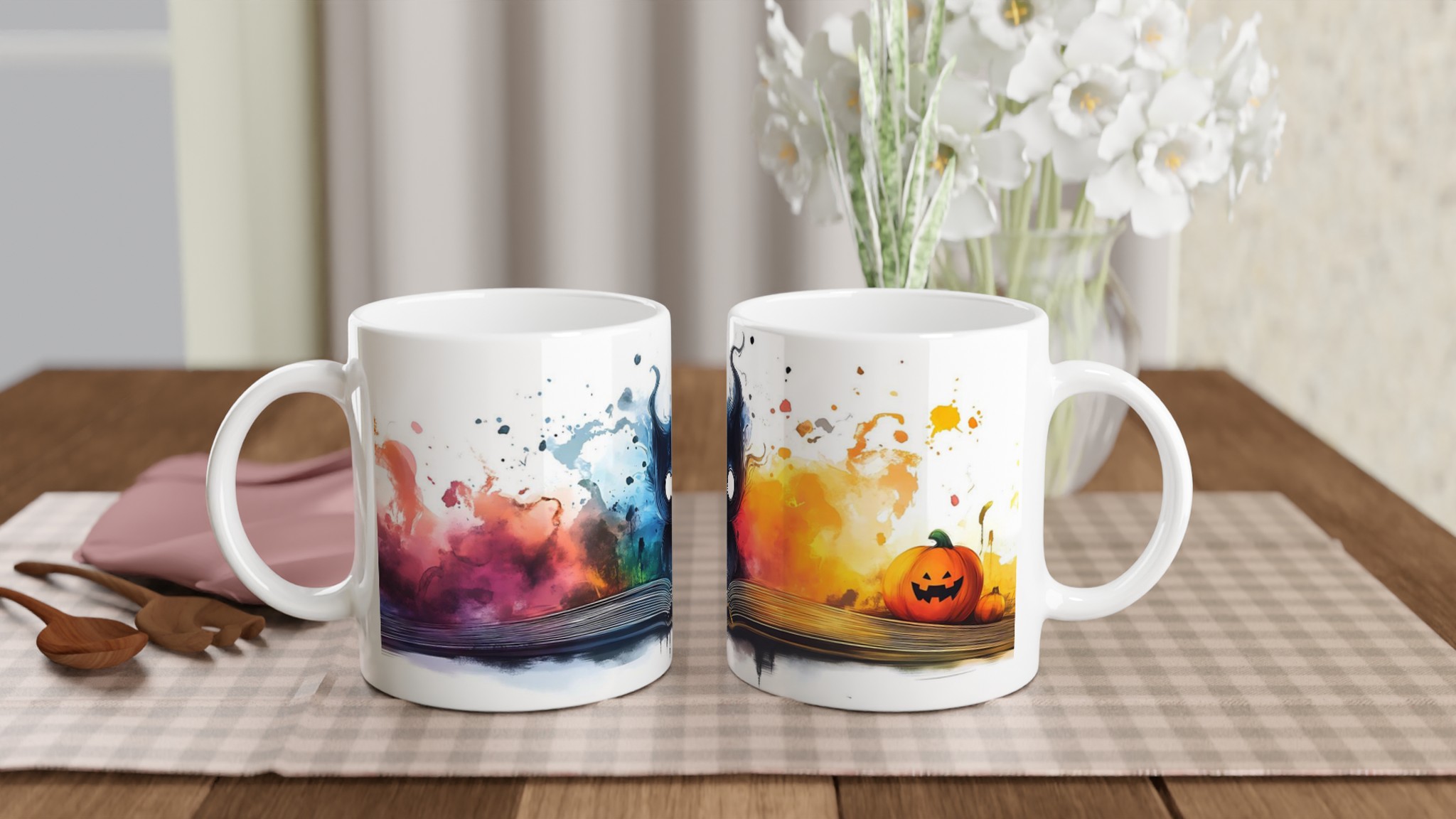 Magisk Halloween Mugg: Spöklik Varelse och Pumpor i Levande Akvarell – Välj Din Färg! 10 3dd3b4a4-6da1-4a40-b564-0103f97a650e
