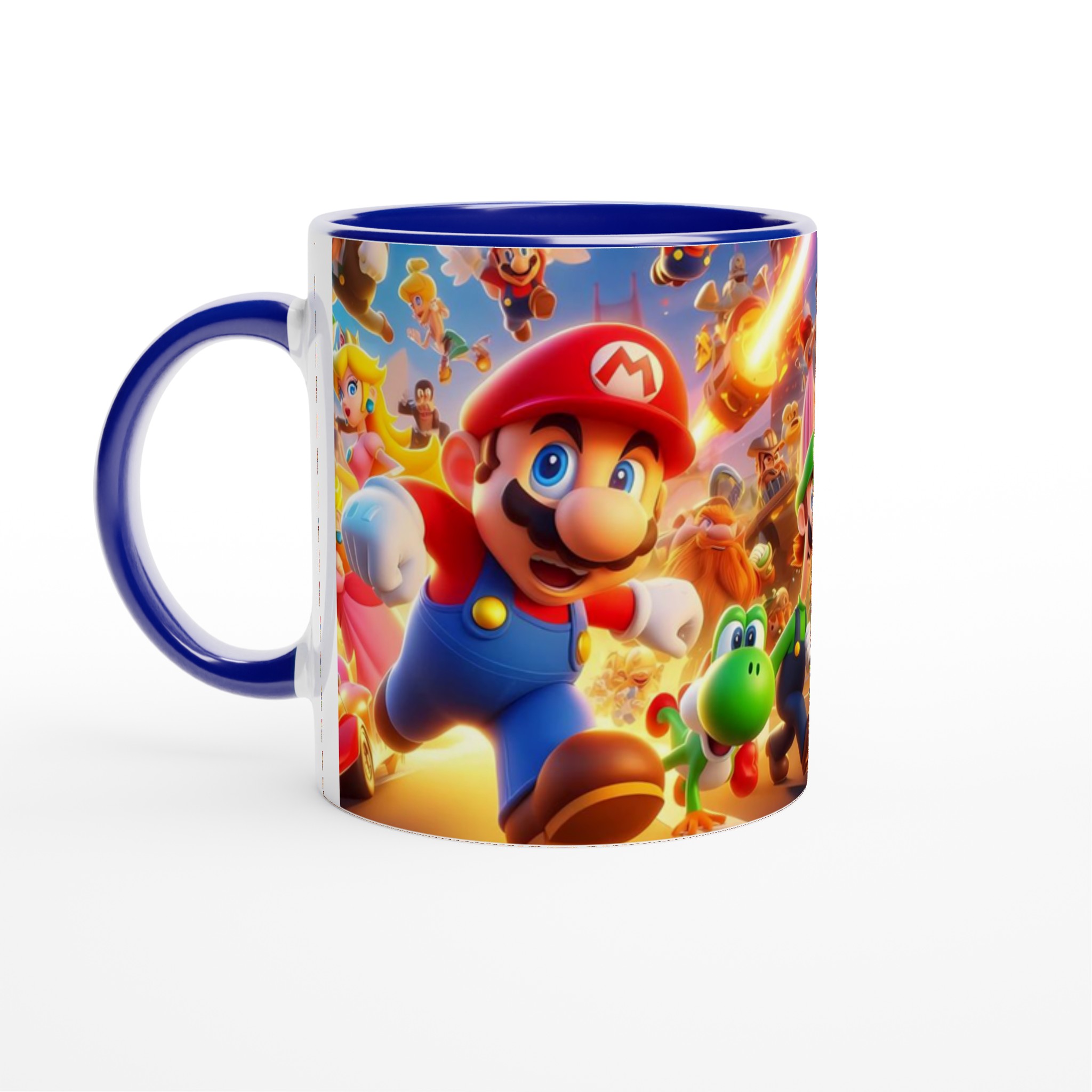 Vit 11oz keramisk mugg med levande, färgstarkt Super Mario-tema i din valda färg 2 3e3103d8-7c57-4c55-a096-377ec6056604