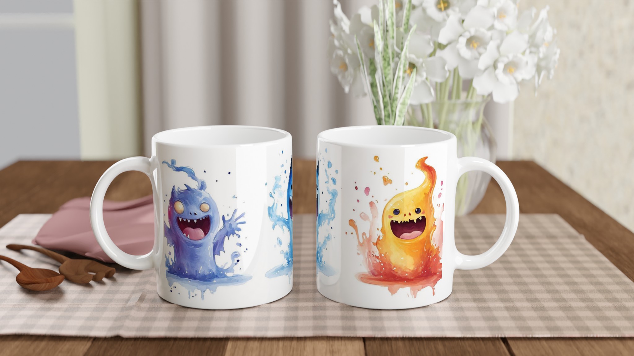 Lekfulla Monster Mugg – Färgglad Akvarell Charm för Kaffe och Te i Flera Nyanser 10 3e72eac0-671d-43df-b43d-7171d7c477de