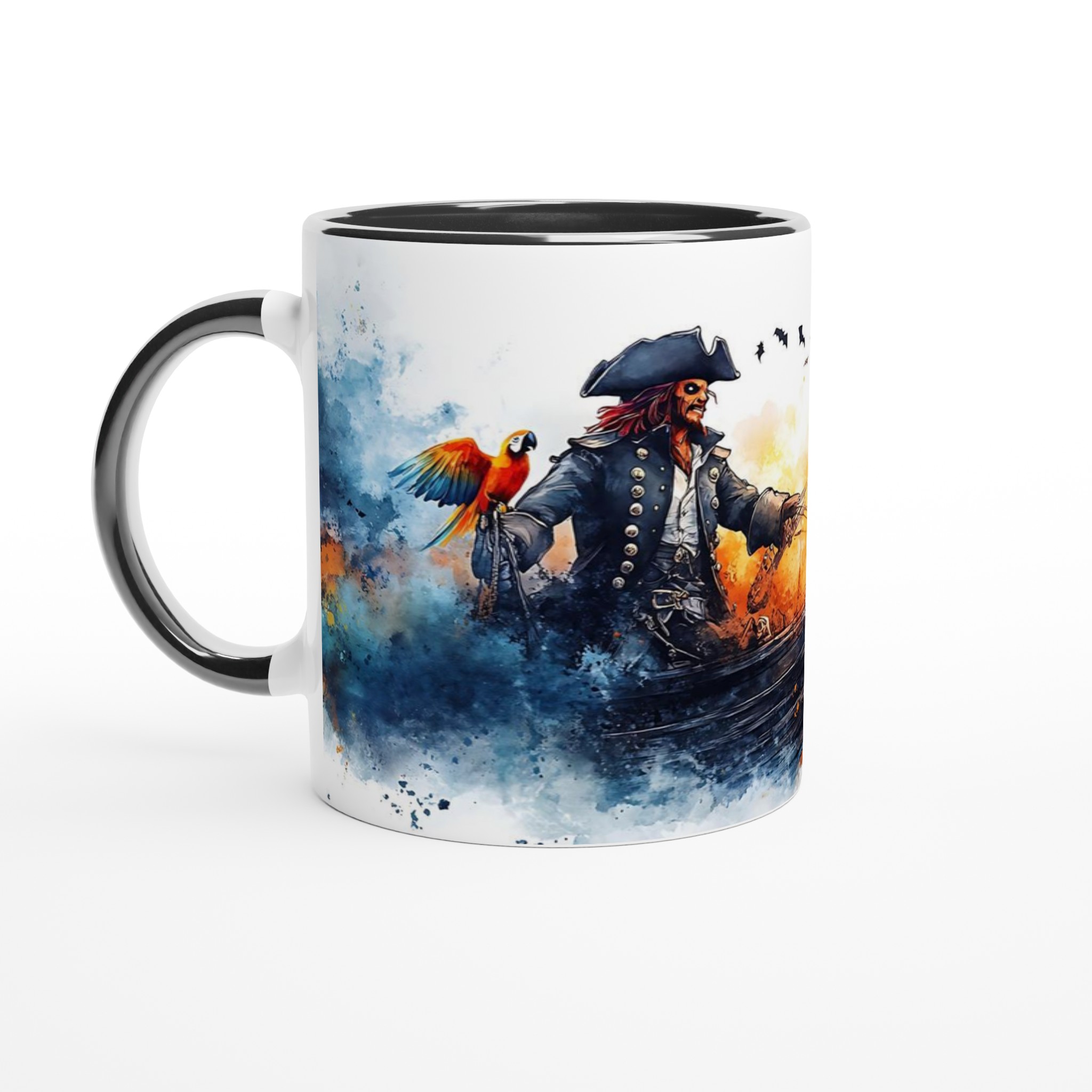 Piratmugg – Äventyrlig Vattenfärgsskäppare med Papegoja – 11oz Keramisk Mugg i Valfri Färg 4 3eaf1f60-2fc6-4293-a983-831b9ce4d27e