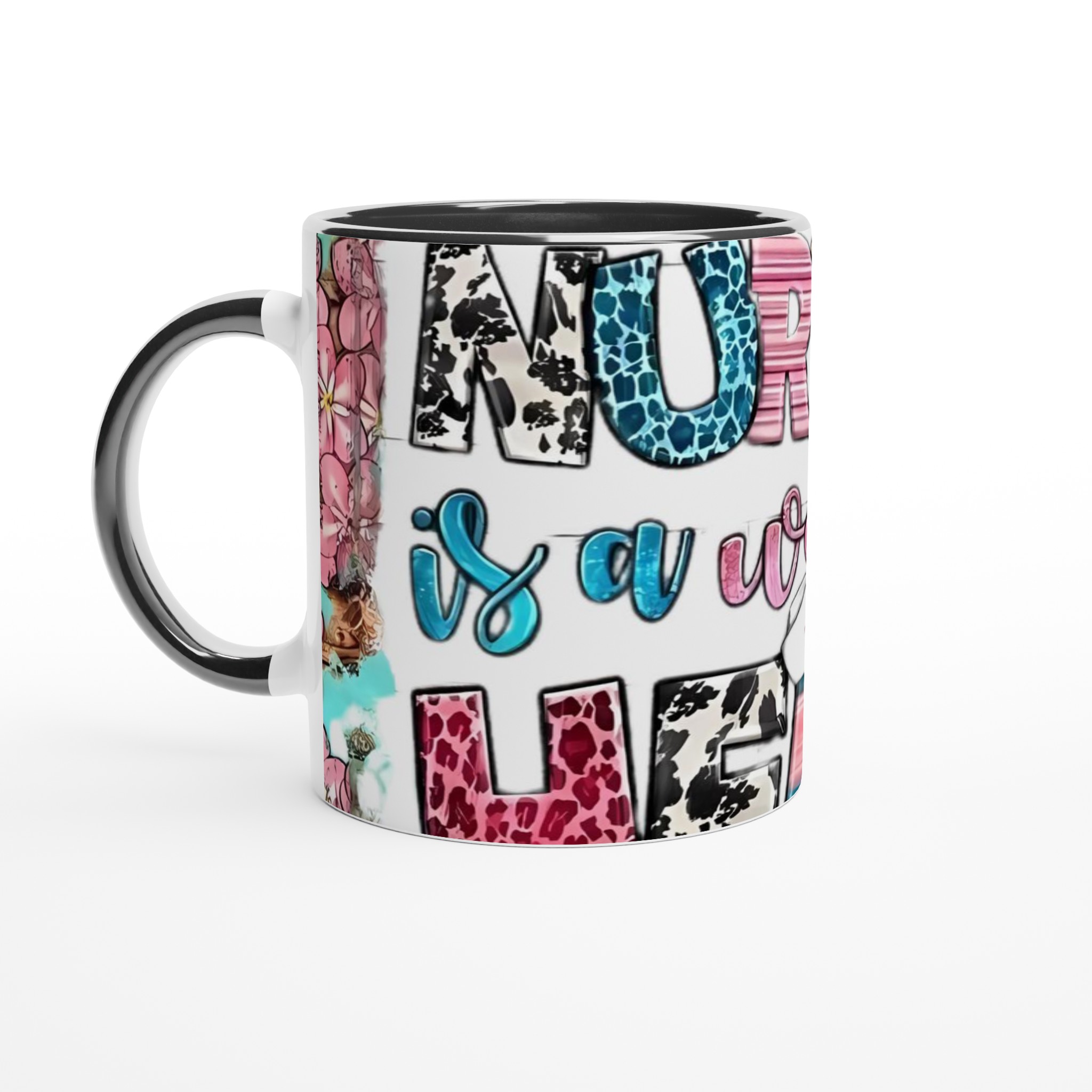 Vit 11oz keramisk mugg med livfull 'Nursing is a Work of Heart'-design i flera färgstarka varianter 4 3ebb9347-5c72-4ad3-921b-48a16202d68c