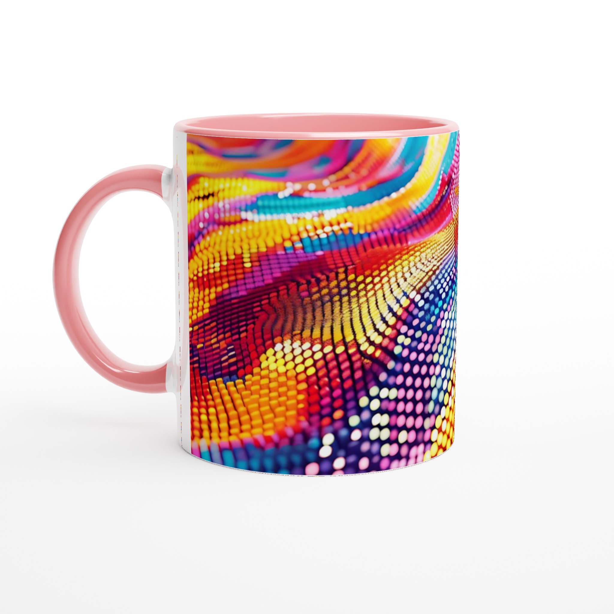 Vit 11oz keramisk mugg med färgstark abstrakt design i sju levande nyanser 7 3ecfe942-1410-4550-bc0e-b69f16cda0e2