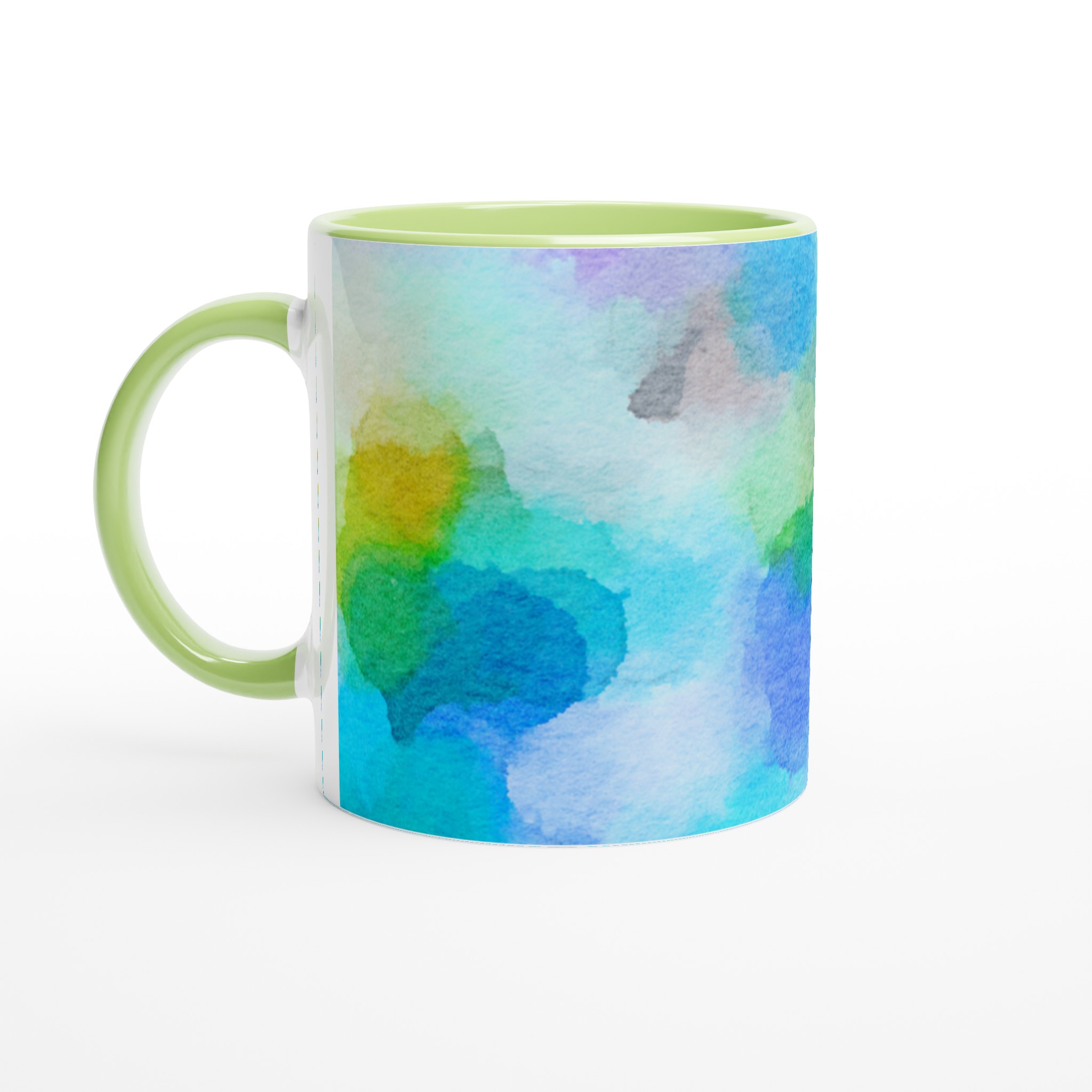 Vit 11oz keramisk mugg med akvarellinspirerad design i flera färgstarka nyanser 7 3ed4adad-22ba-4d8f-a16c-075edab90c54