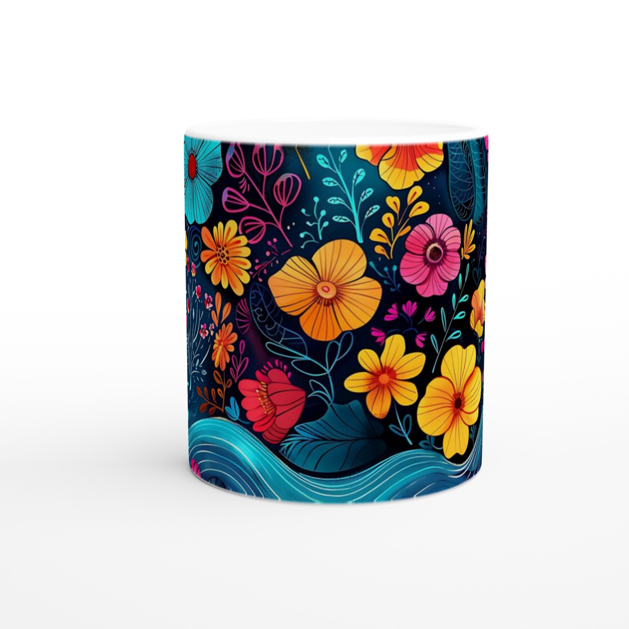 Färgsprakande Blomstermugg – 11 oz Keramikmugg i Ditt Val av Färg 8 3ee459cf-615a-4adf-874c-c82322a37b82
