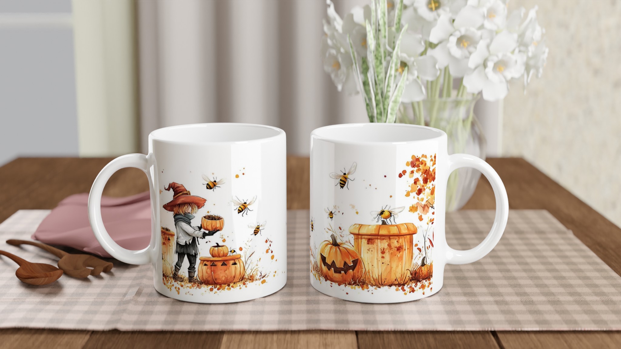 Höstmagi Keramikmugg - Charmig Häxdesign & Bin i Vattnenfärg - 11oz 10 3eea1500-d51d-4888-bd11-505bc8487e65