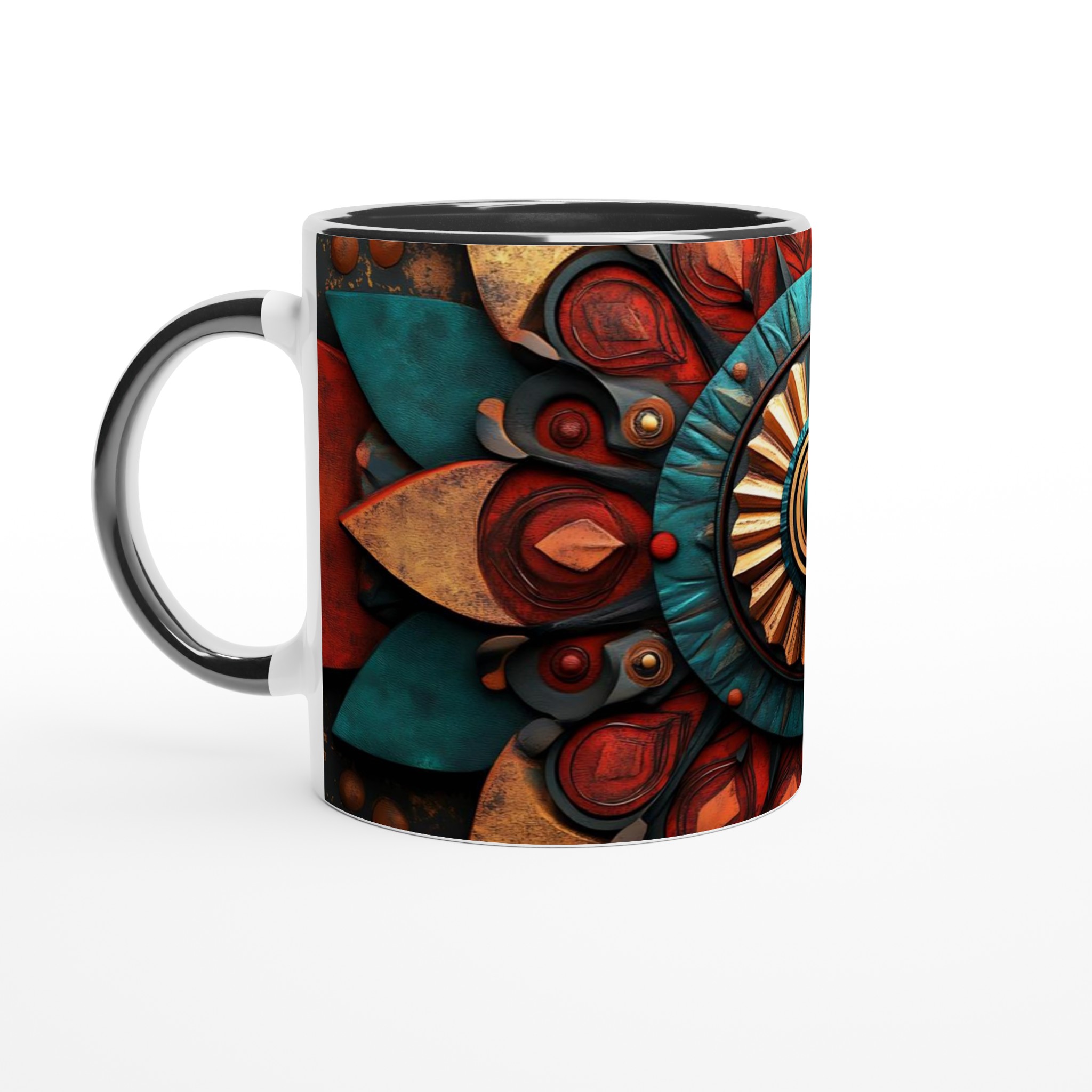 Aztec Inspired Keramikmugg - 11oz Mandala Mönster i Rött & Turkos 4 3fa48e2f-1a47-478b-93d5-43173042e46c